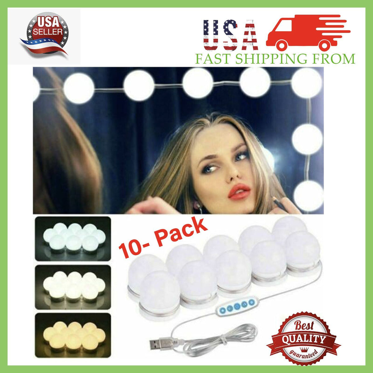 Makeup Mirror Lights Kit with 10/20 Dimmable LED Bulbs - Vanity Hollywood Lighting