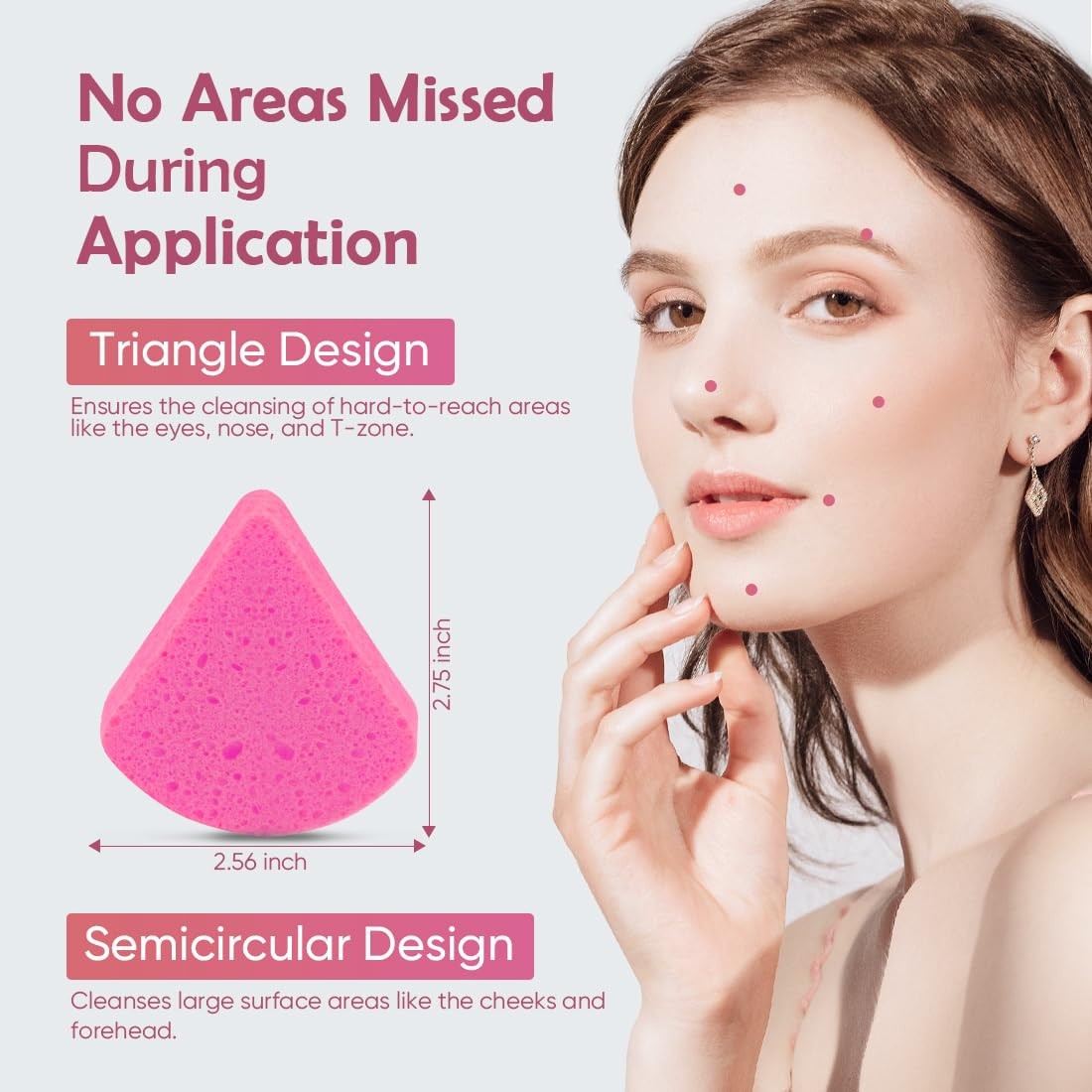 Compressed Facial Sponges - Pack of 48 Triangle Pink Natural Cellulose