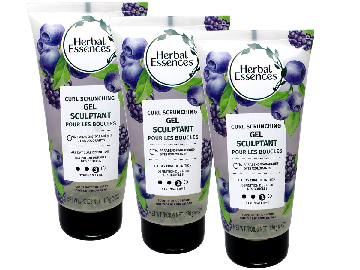 Herbal Essences Curl Scrunching Hair Gel - Level 3 Hold, Berry Scent, 6 OZ, 3 Pack