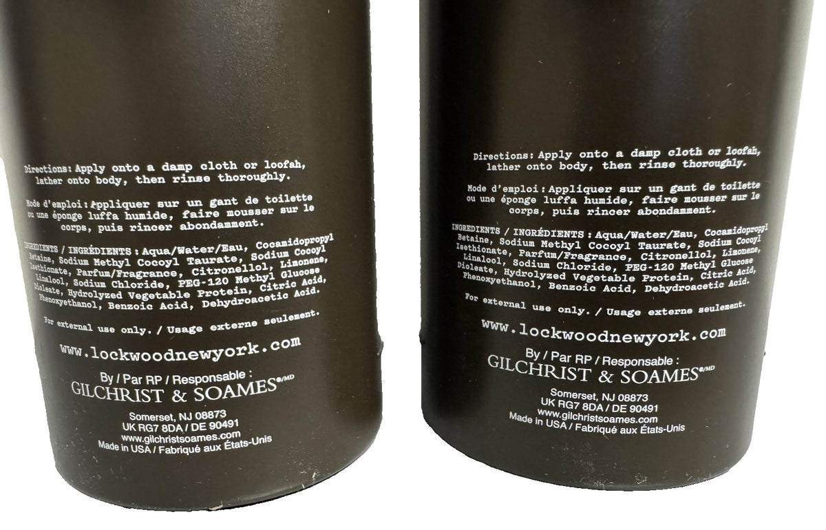 Lockwood New York Body Wash Rosemary Geranium Set - 2 x 15oz Bottles