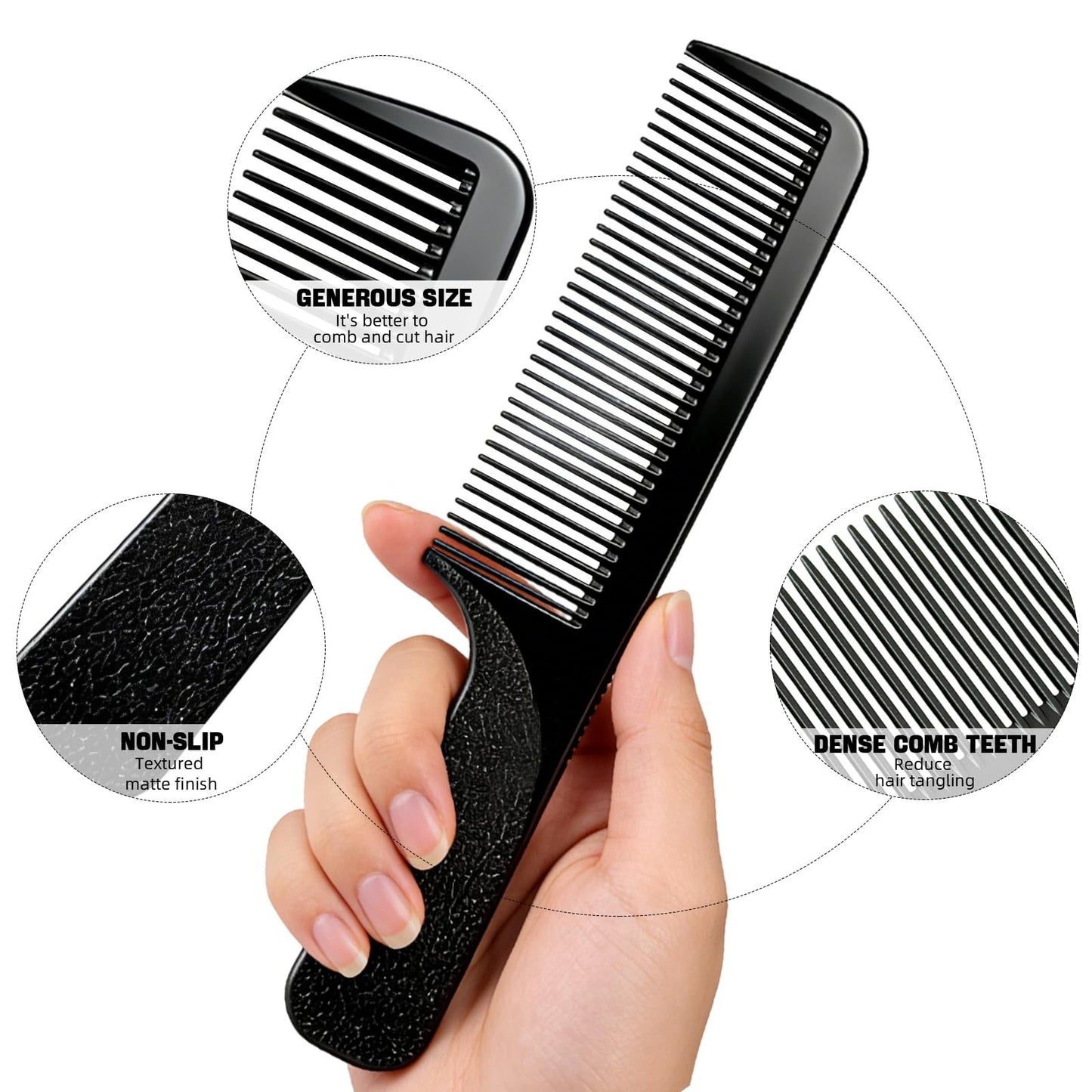 Professional Hair Combs Set - 6 Carbon Fiber Styling Tools for Men & Salon Use