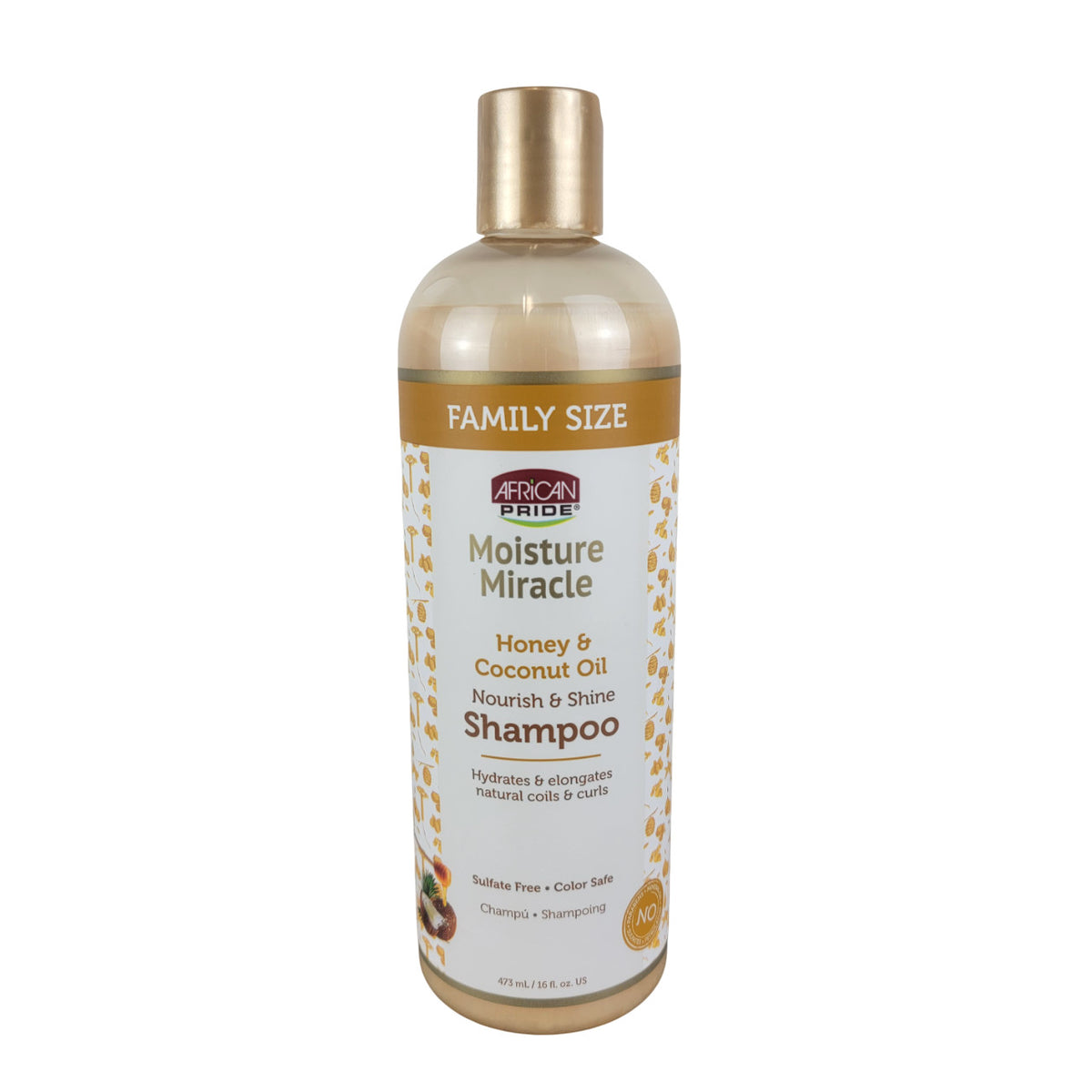 African Pride Honey & Coconut Oil Shampoo 473ml - Moisturizing Curly Hair Care