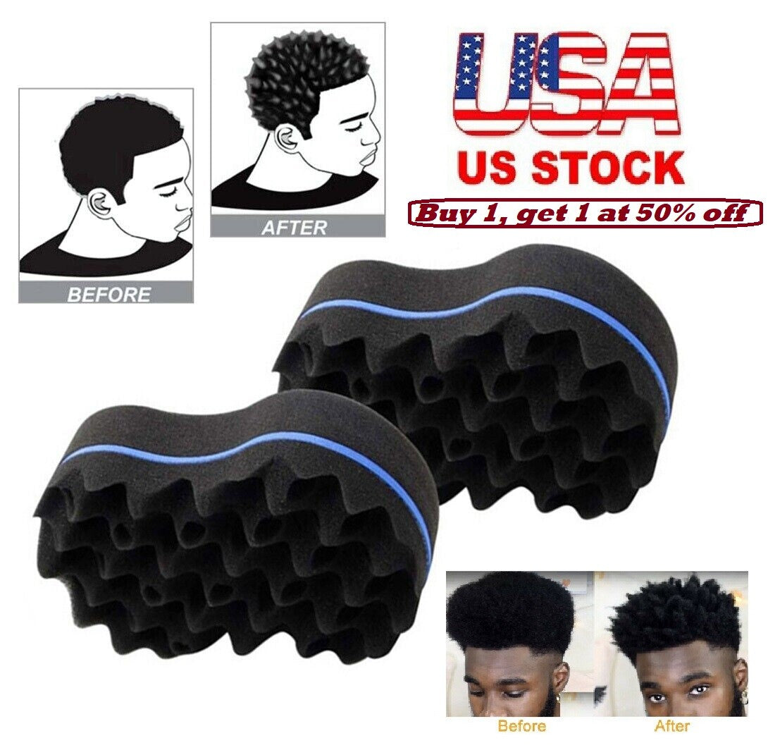 Double Side Barber Hair Brush Sponge Twist Wave Dreads Coil Afro Curl