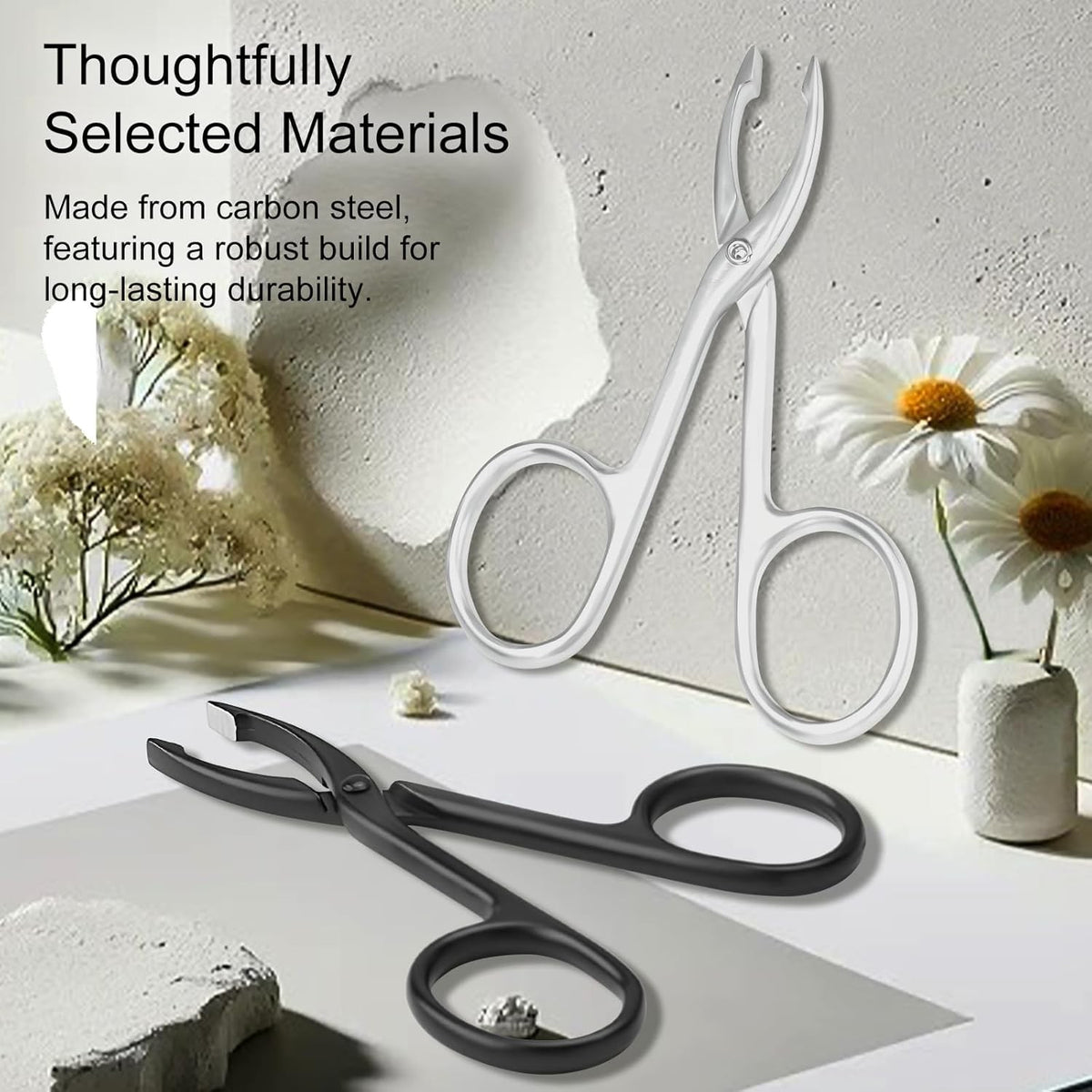 Eyebrow Tweezers Straight Tip Scissor-Handle Set, 4 pcs - Metal