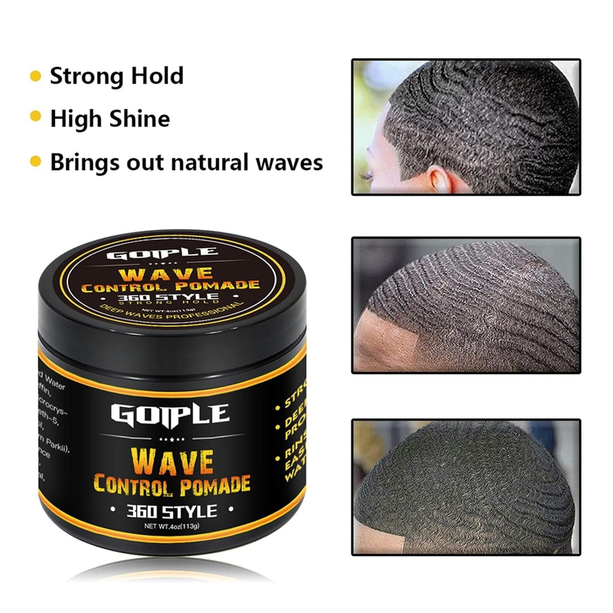 Wave Butter 360 Wave Grease for Men - Natural Styling Pomade with Shea & Beeswax