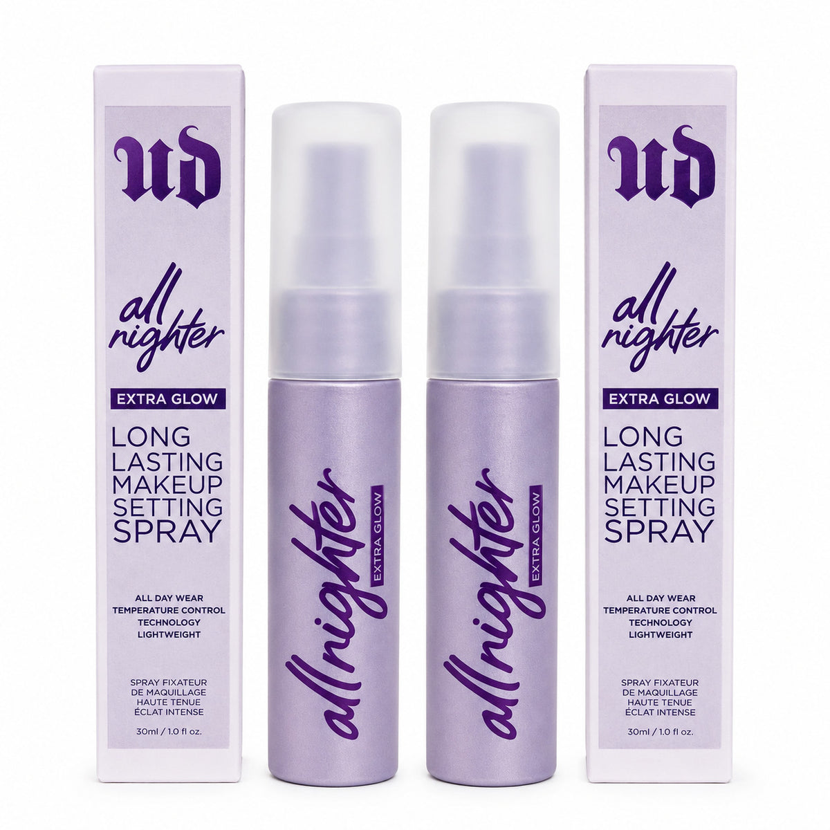 Urban Decay All Nighter Extra Glow Long Lasting Makeup Setting Spray - Pack of 2 1oz