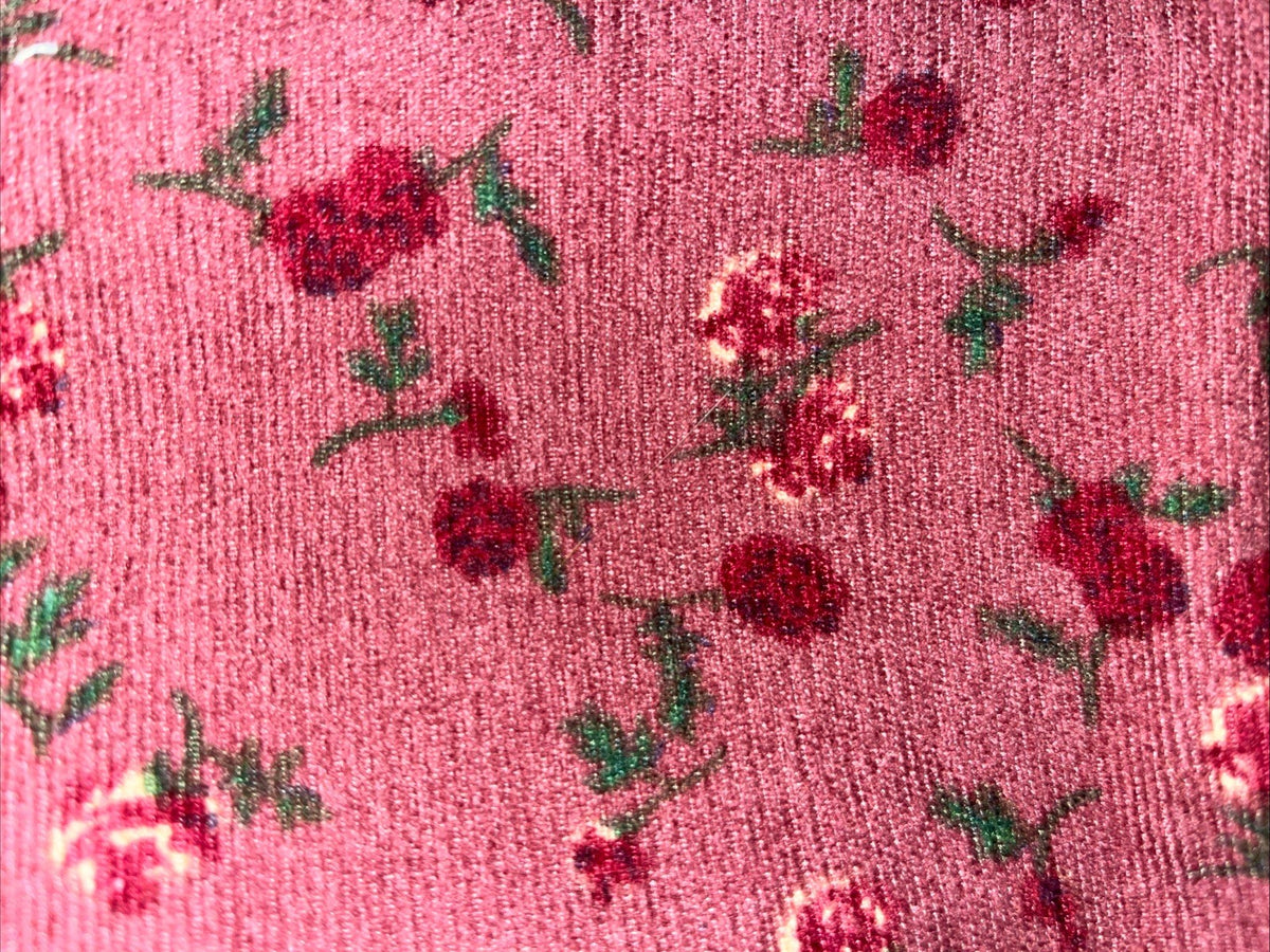 Corduroy Makeup Bag 7x10x2 Inches - Burgundy Rose Pouch with Zip