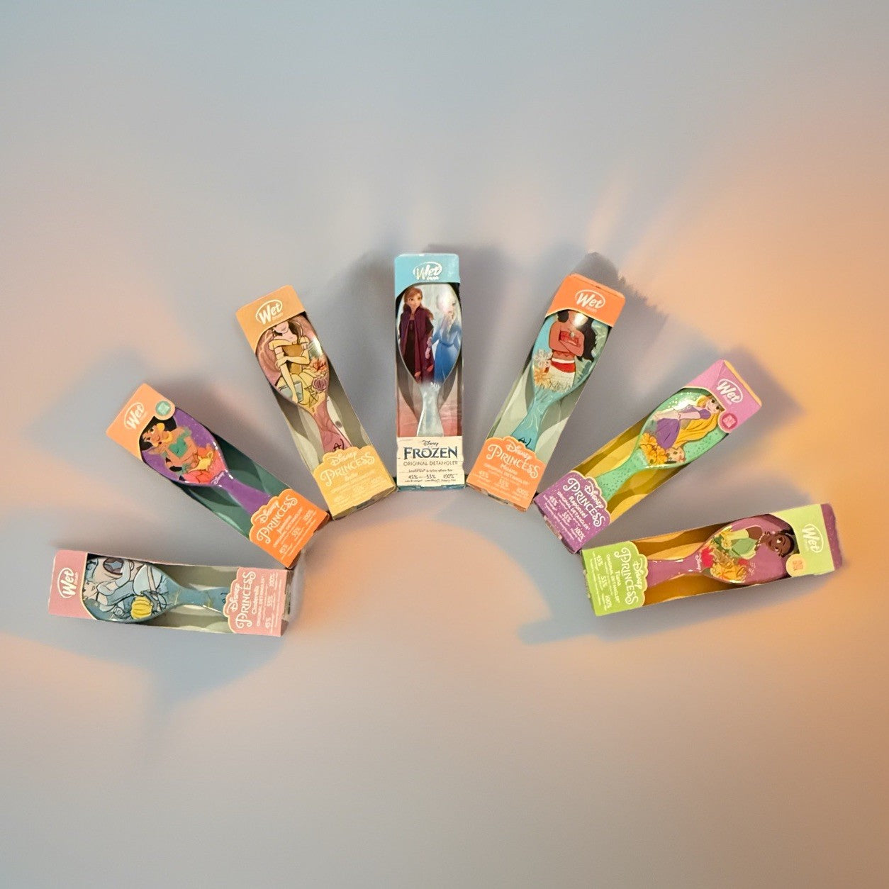 Disney Princess Wet Brush Set - Ariel, Belle, Jasmine, Cinderella, Tiana, Moana, Frozen