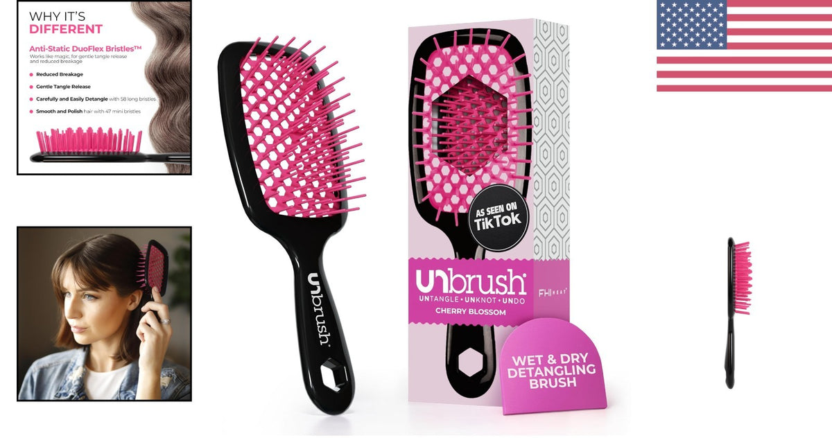 Detangling Hair Brush with DuoFlex Anti-Static Bristles - Lightweight & Painless