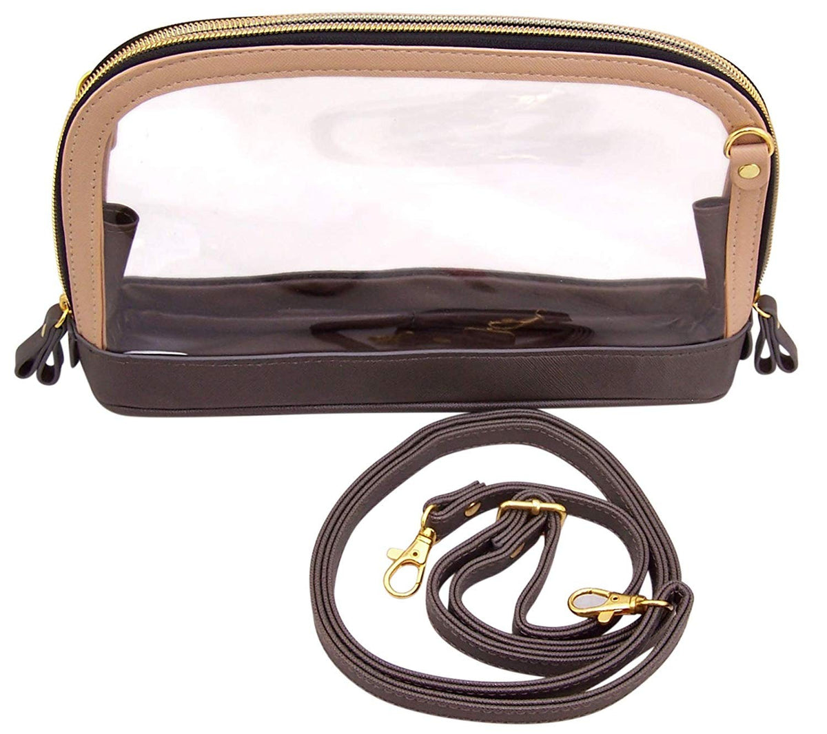Clear Stadium Bag Crossbody Purse for Venue Compliance 10x6.5in Charcoal