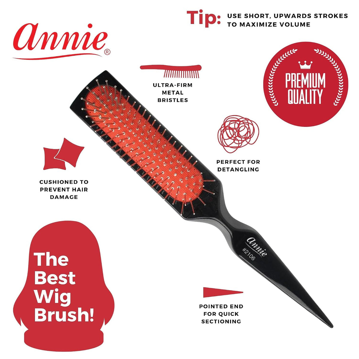 Wire Wig Brush Detangler for Textured Wigs - Black Styling Tool