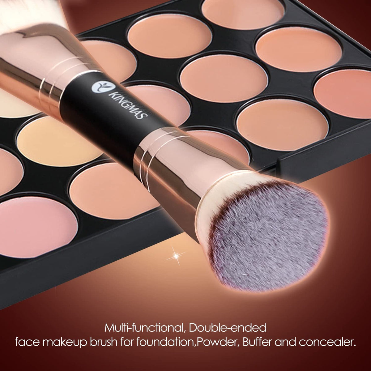 Dual End Face Makeup Brush - Foundation, Concealer, Powder, Blush