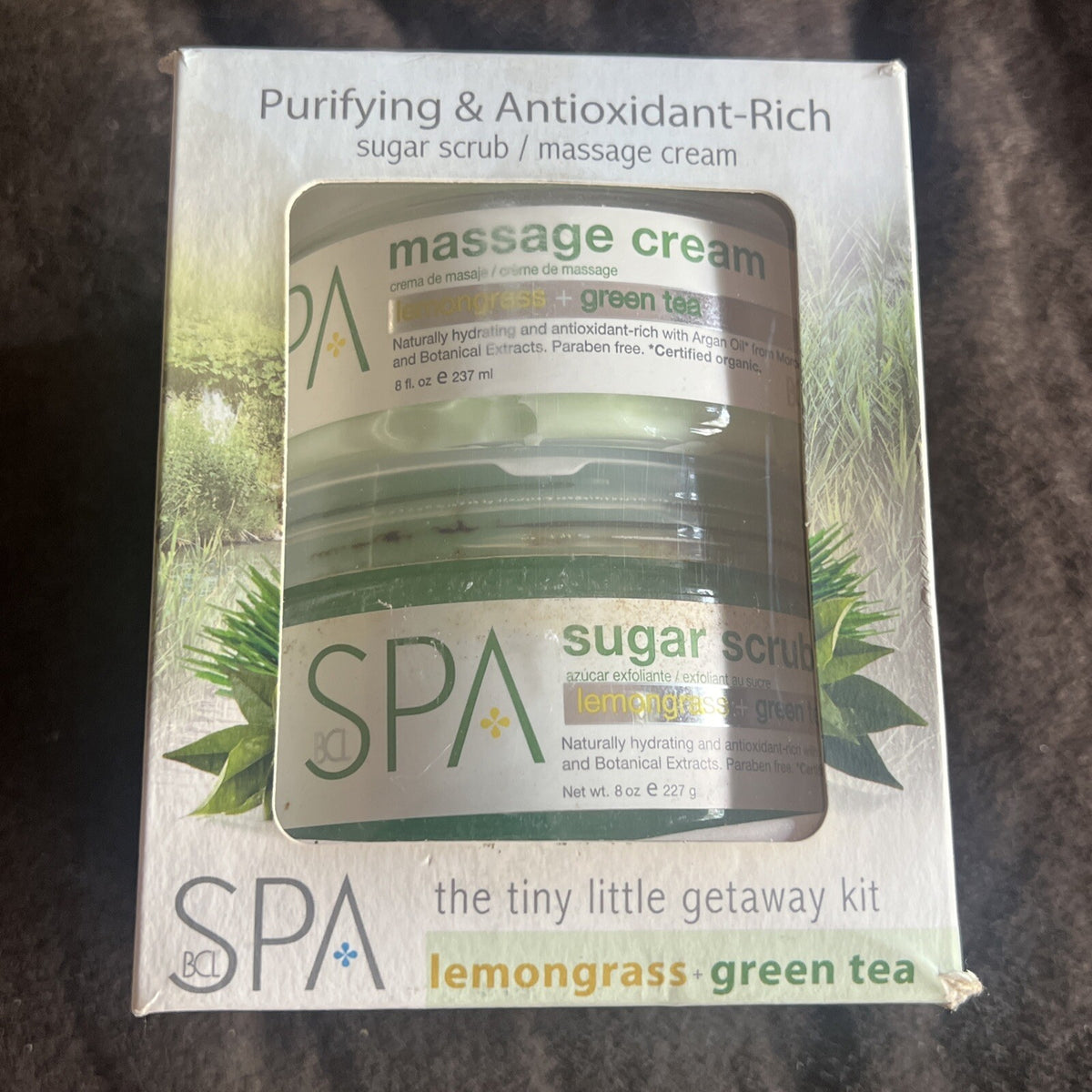 BCL SPA Getaway Kit Sugar Scrub & Massage Cream Lemongrass Green Tea