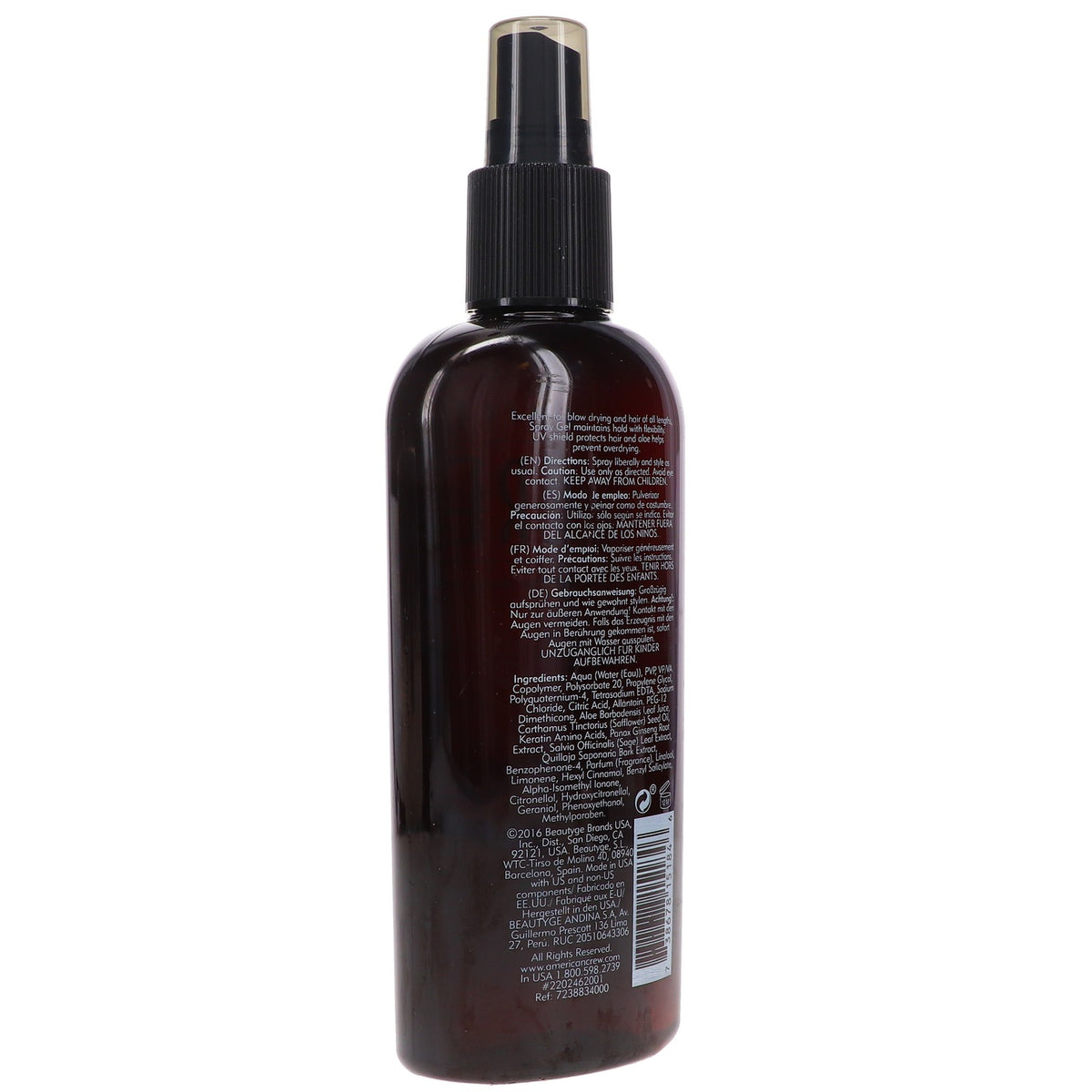American Crew Medium Hold Hair Spray Gel 8.4 oz - Alcohol-Free, UV Protection, Natural Finish