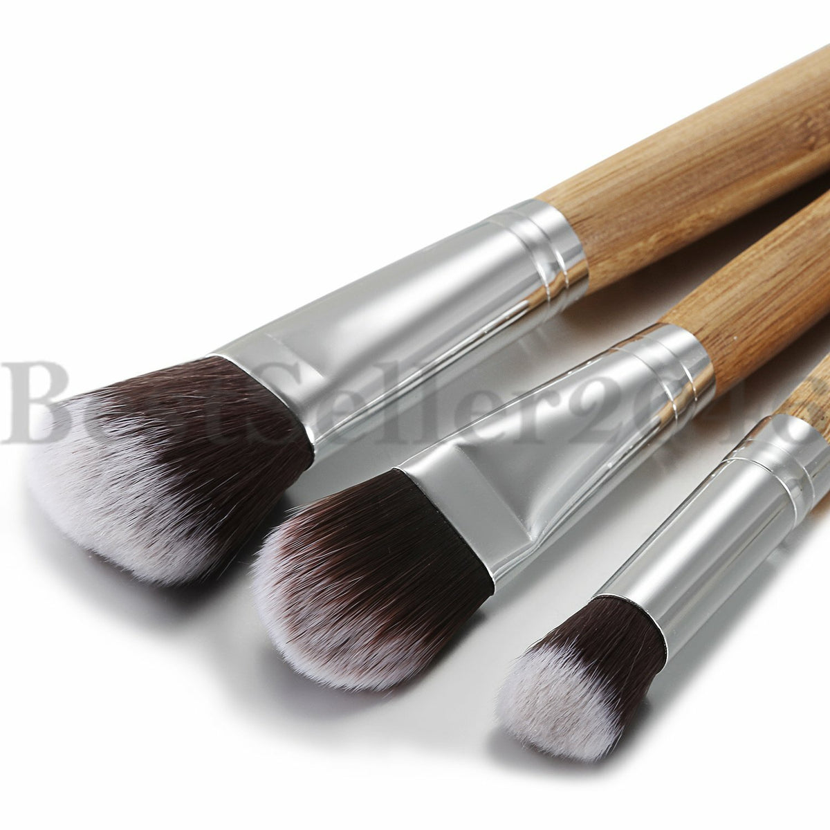 11pcs Bamboo Handle Makeup Brush Set - Cosmetic Powder & Face Tools