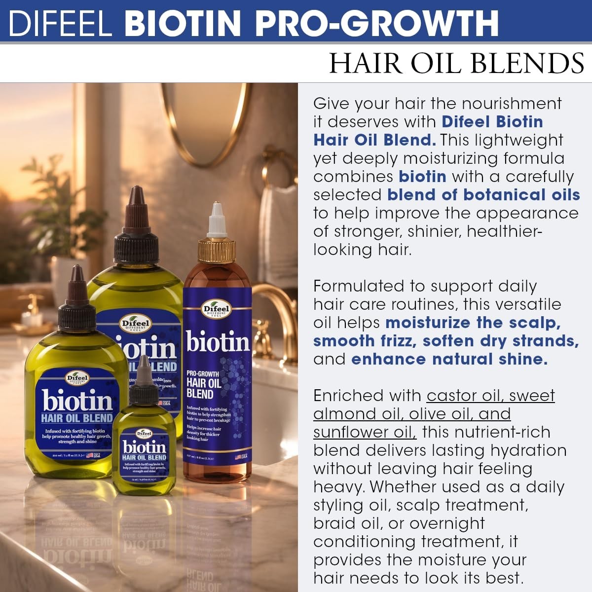 7.1 oz Biotin Infused Hair Growth Oil - Fortifies and Hydrates All