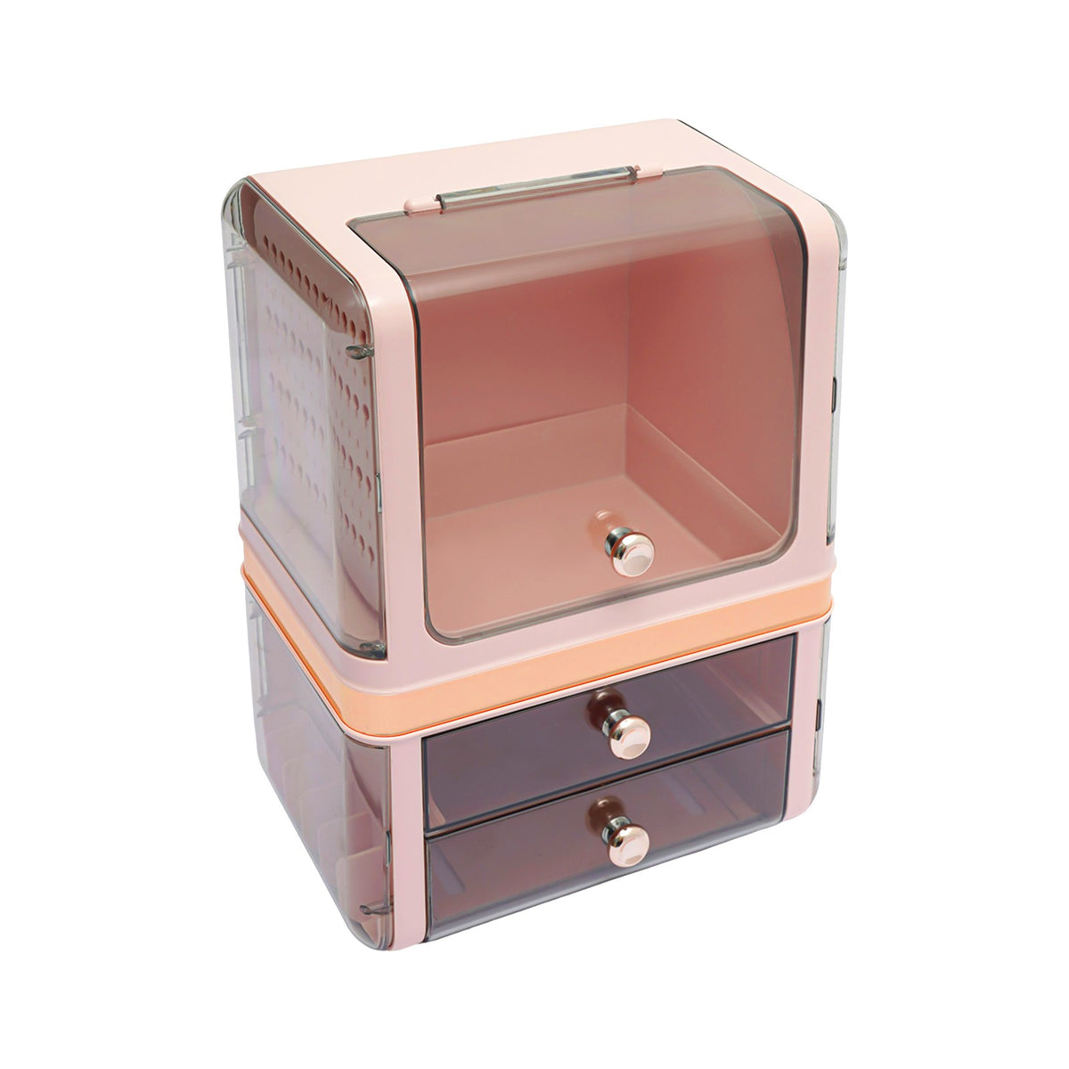 Pink Makeup Organizer with Drawers - Cosmetic Storage Box for Vanity