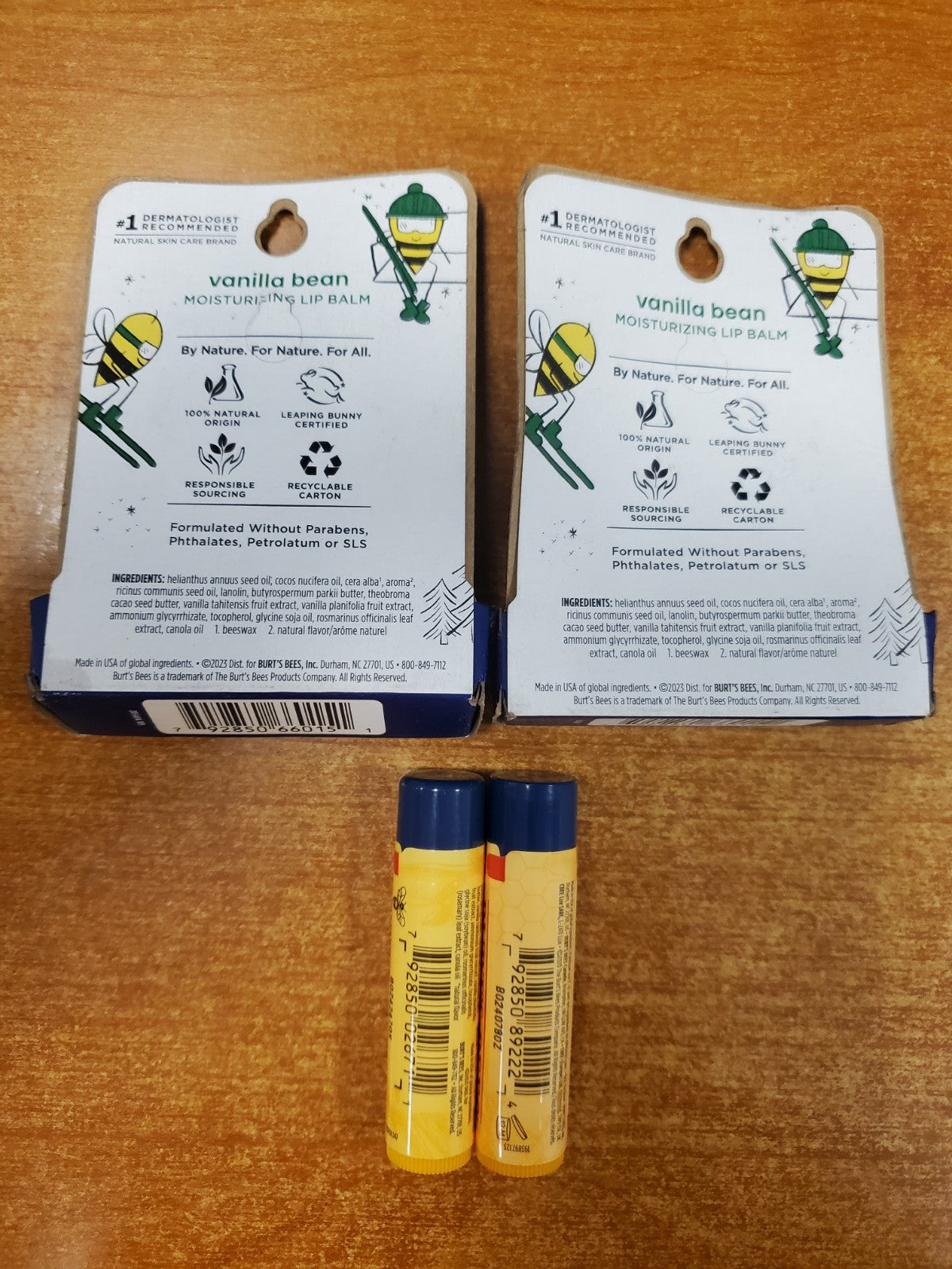 Moisturizing Lip Balm Pack - Vanilla Bean, 4 Tubes, Nourishing & Natural
