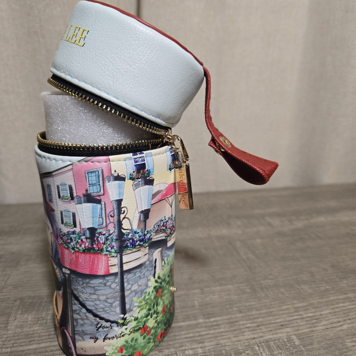 Travel Makeup Brush Holder Case with Mirror and Vegan Leather - Nicole Lee
