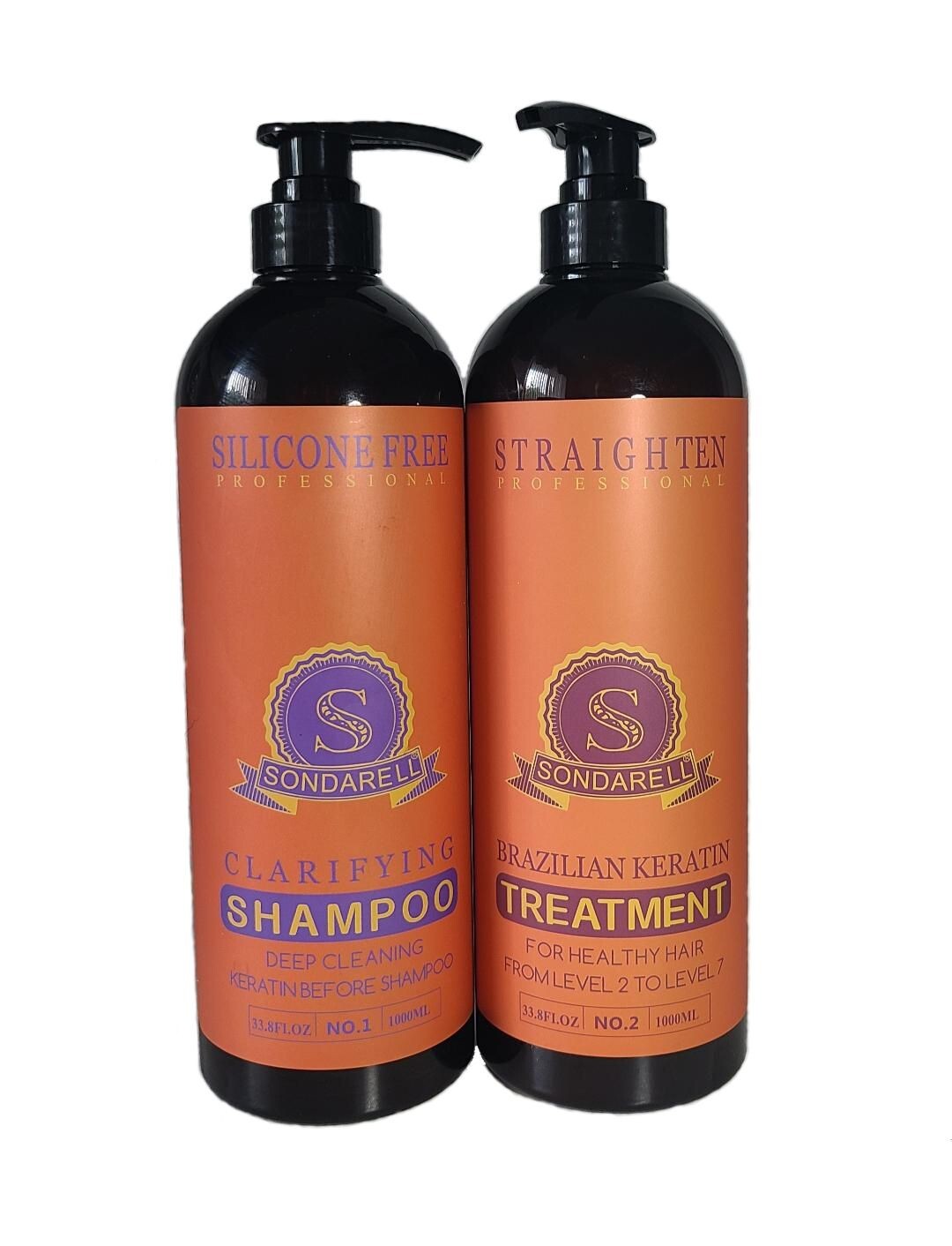 Brazilian Keratin Hair Treatment for All Hair Types with Free Clarifying Shampoo 33.8 oz
