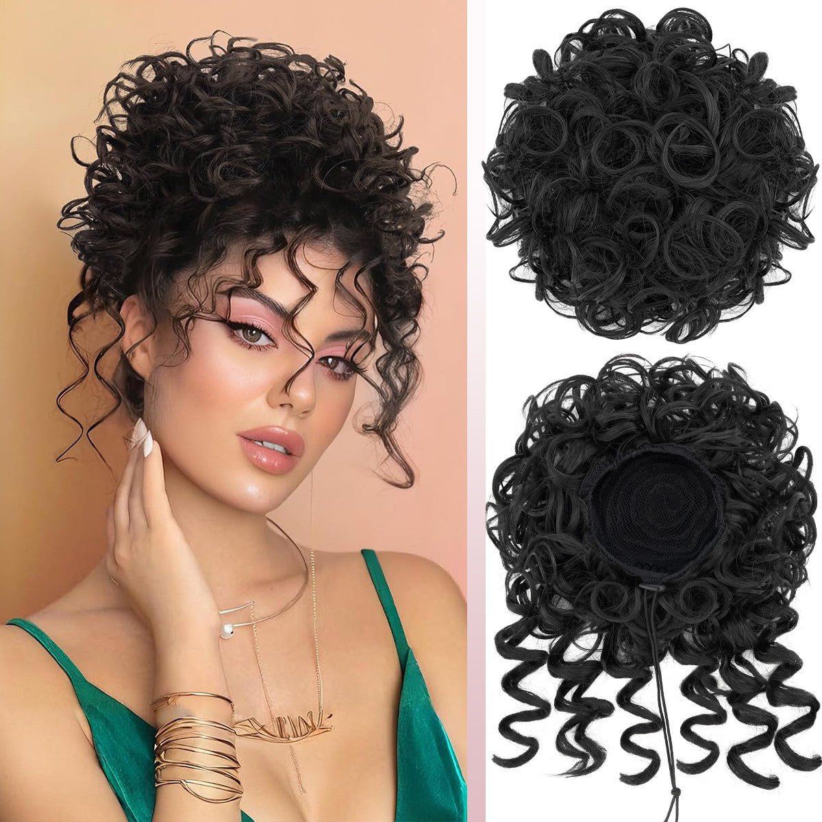 Messy Bun Hair Drawstring Curly Hairpieces for Updos and Thick Hair