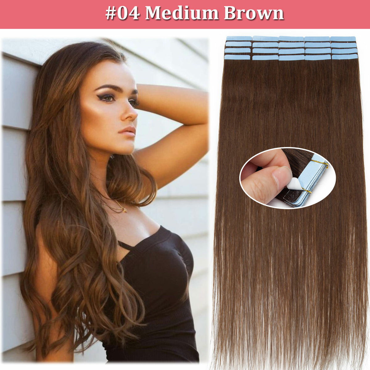 Remy Human Hair Tape Extensions - Natural, Tangle-Free, Reusable