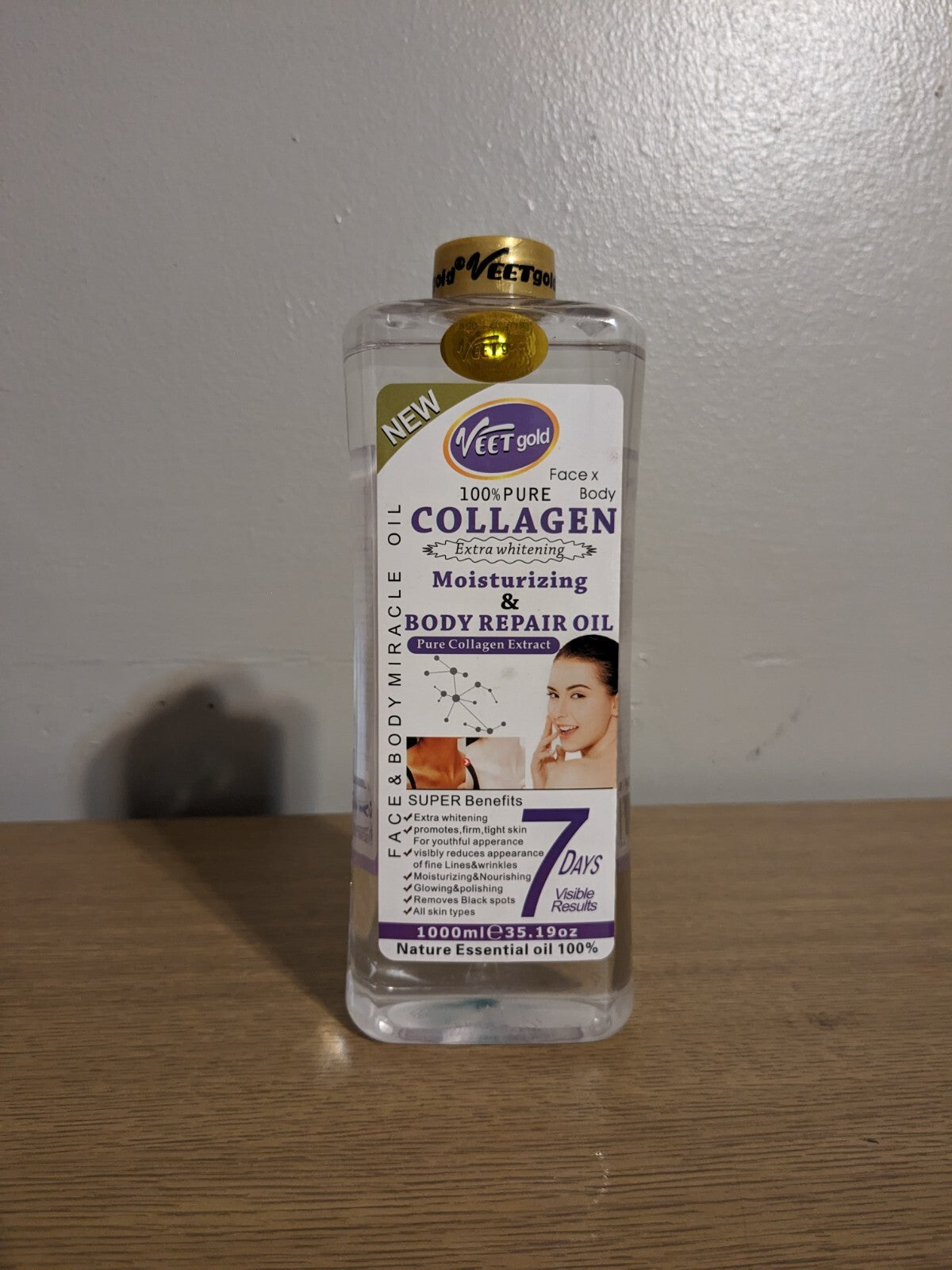 Veet Gold Collagen Face and Body Corrector Oil - Skin Brightening & Hydrating