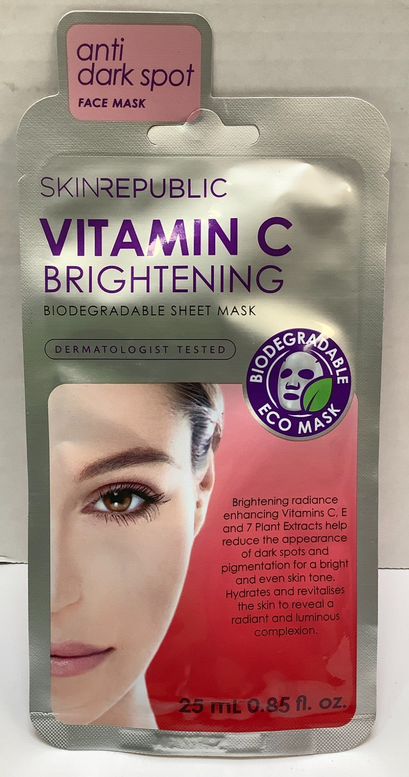 Vitamin C Brightening Biodegradable Sheet Mask, Pack of 6