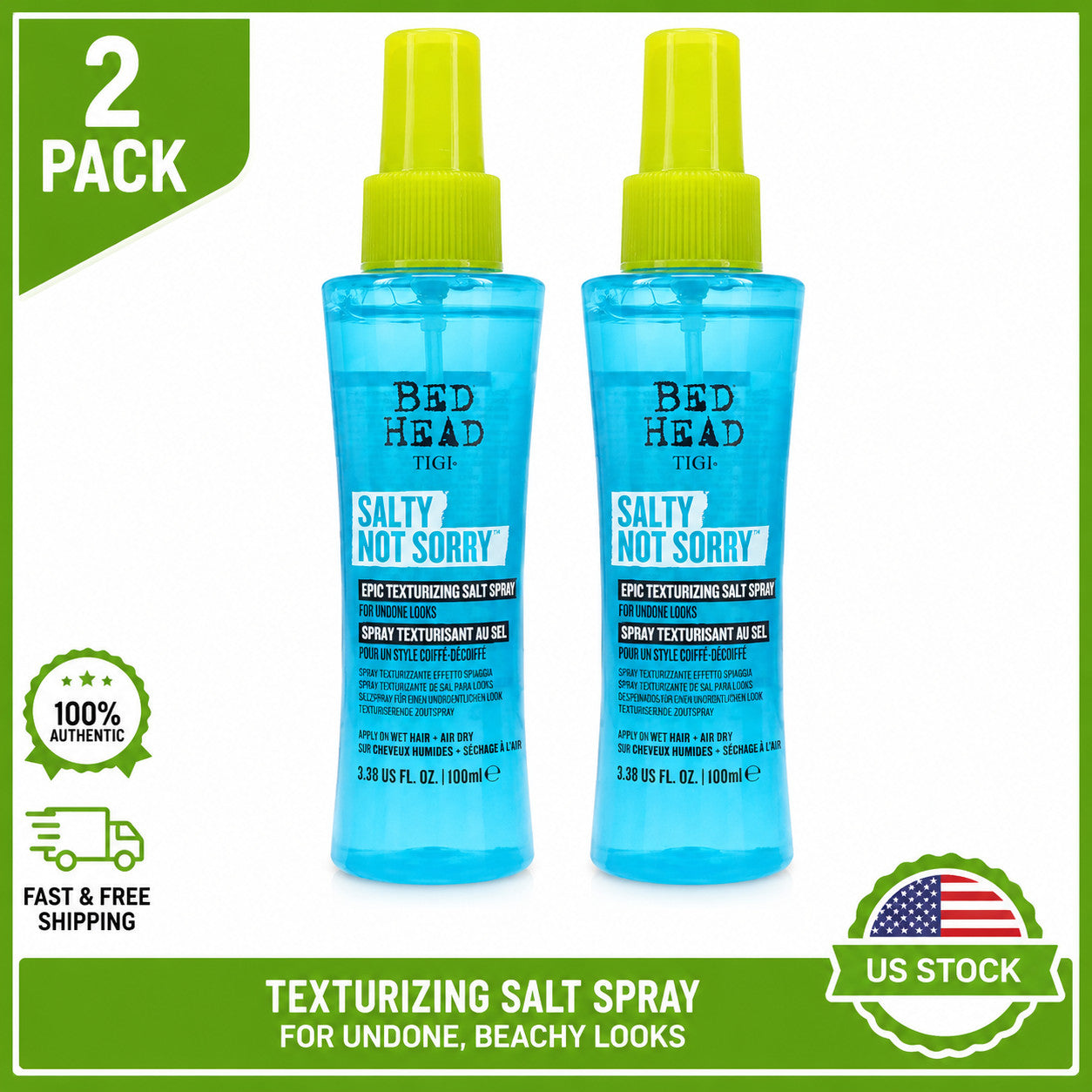 Texturizing Salt Spray for Beach Waves - 2 Pack 3.38 oz