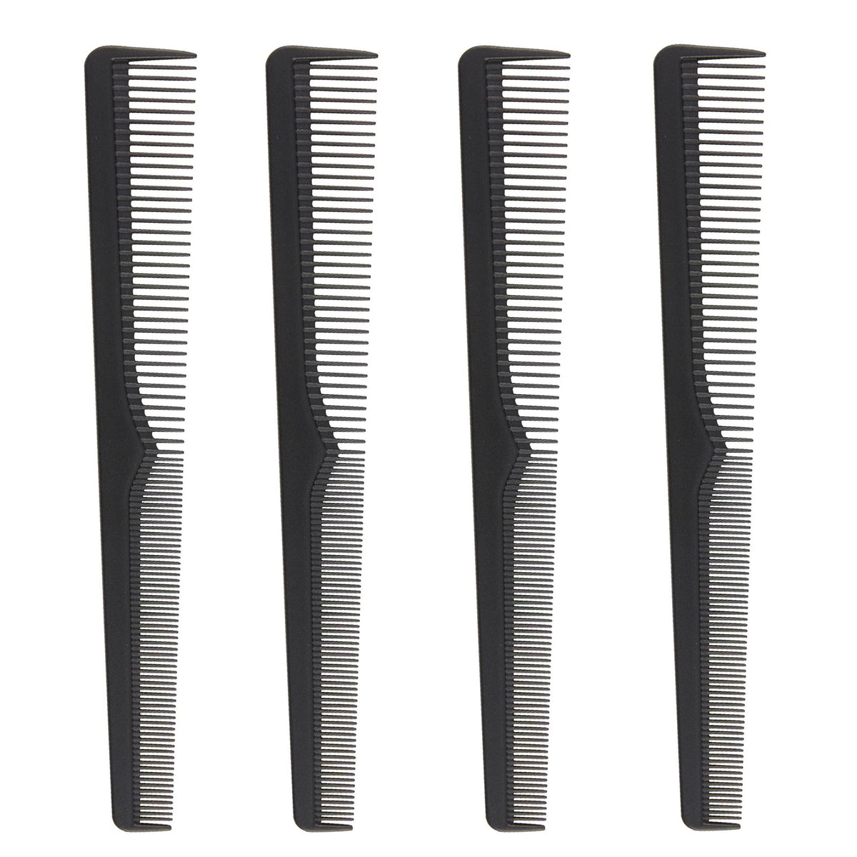 Carbon Fiber Barber Combs 4 Pack - Heat Resistant 7.3 Inch Professional Hair Tool