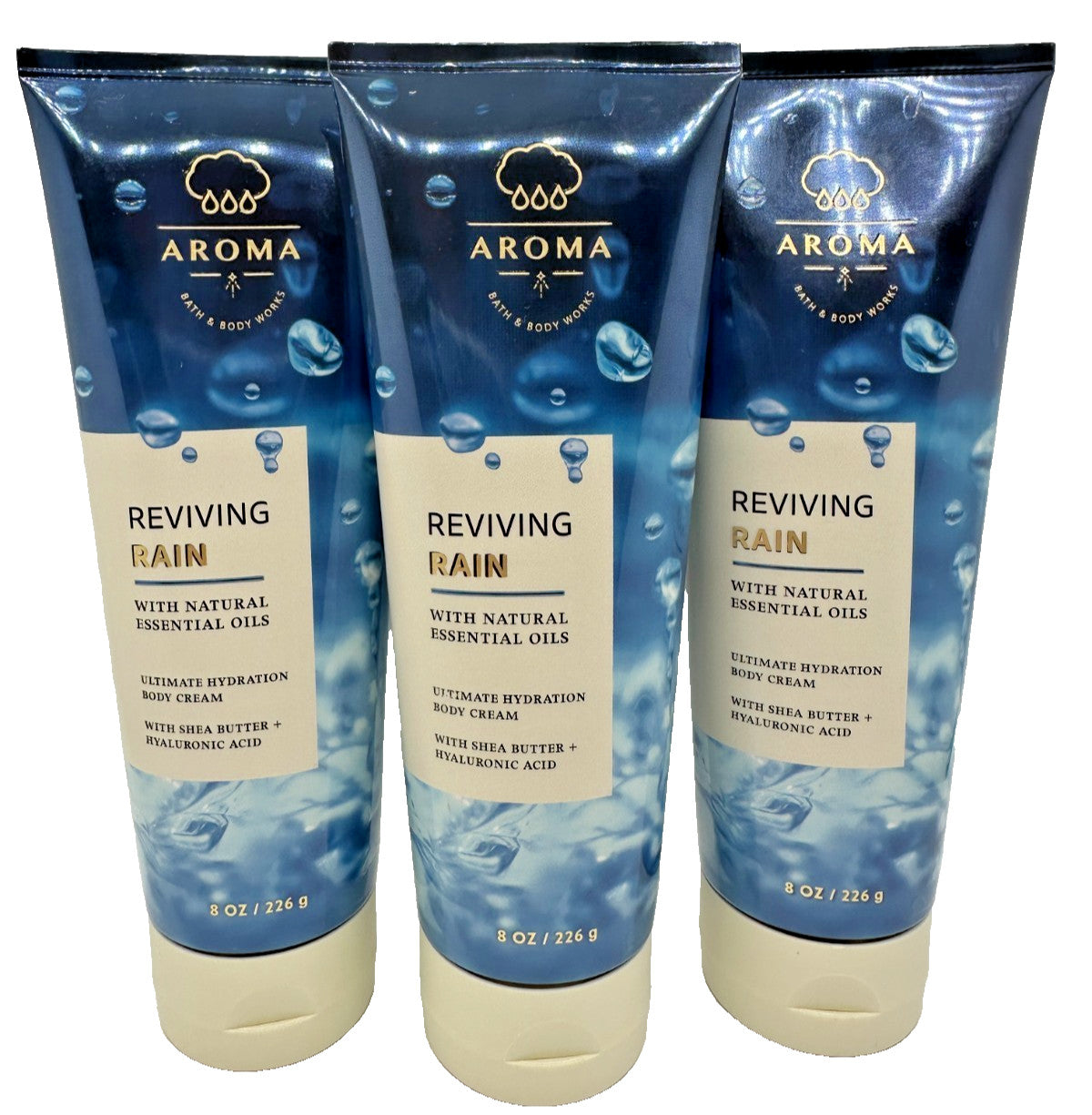 Body Cream Lotion Set of 3 - Reviving Rain, 8 oz