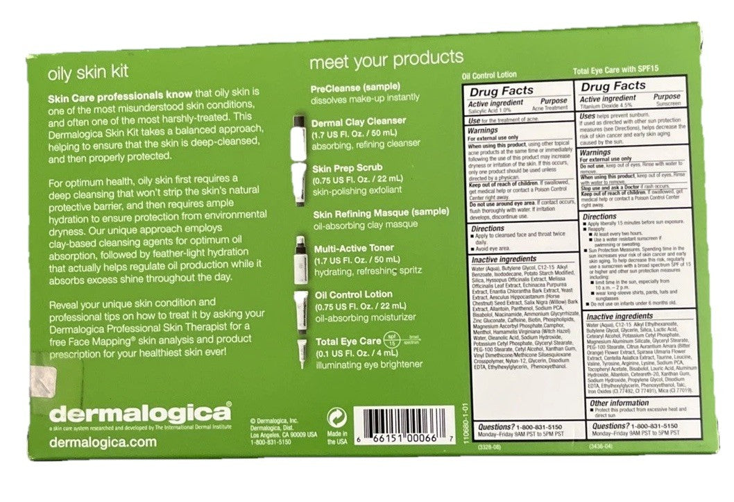 Dermalogica Oily Skin Care Kit - Cleansing, Scrub, Toner & Oil-Control Lotion