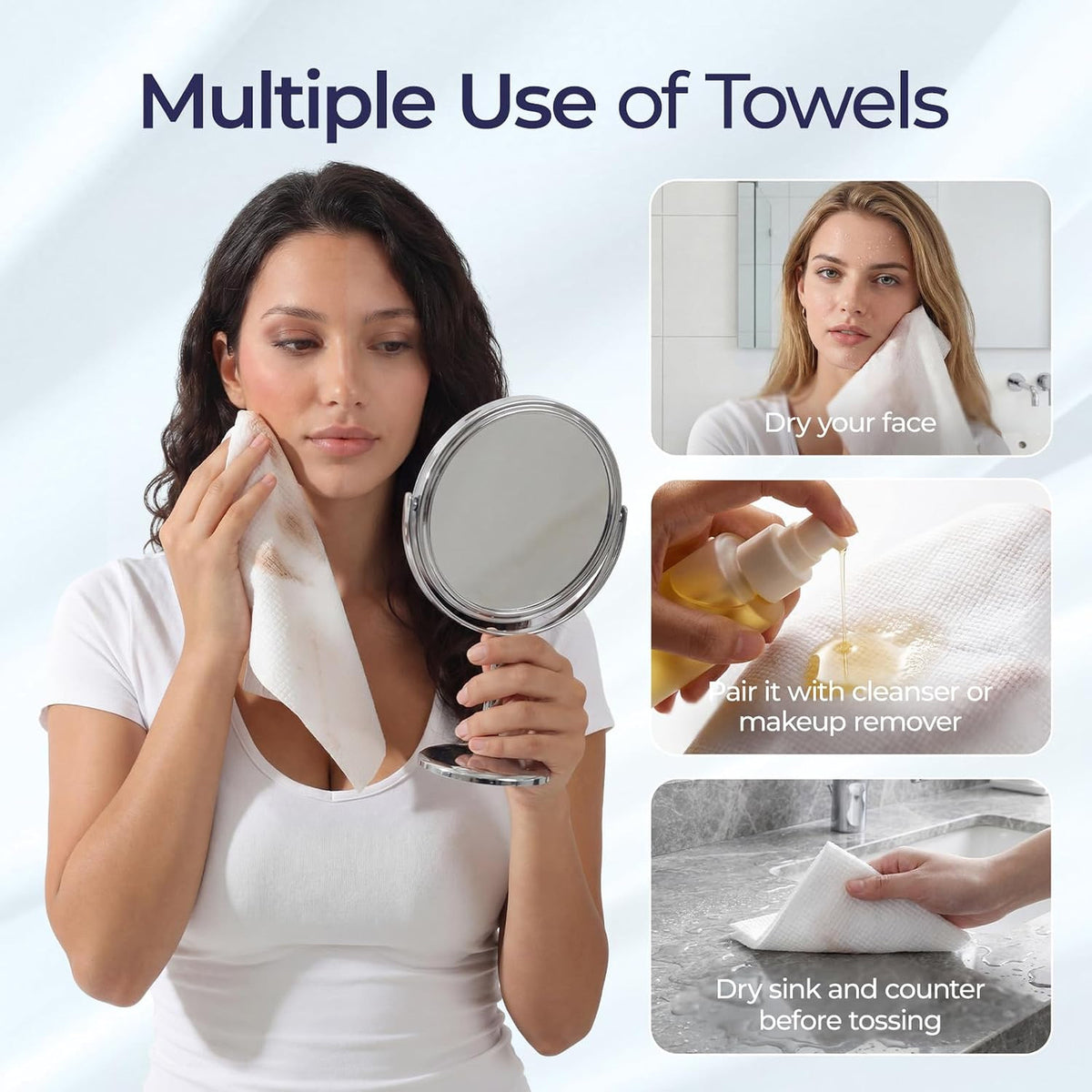 Disposable Face Towels Ultra Soft 10x12 Inch for Sensitive Skin - Pack of 120