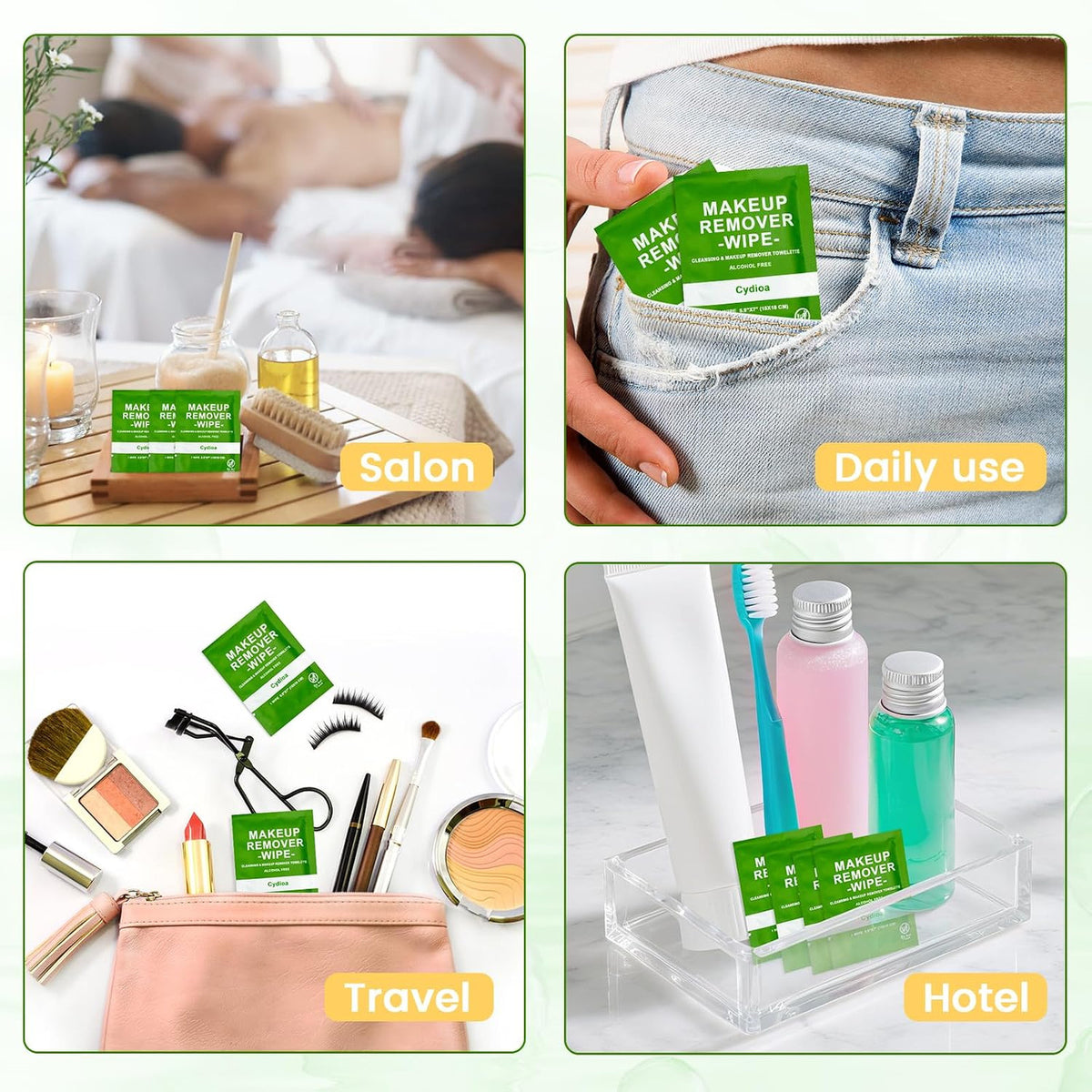 Gentle Makeup Remover Wipes Bulk Pack of 50 for Travel & Daily Use