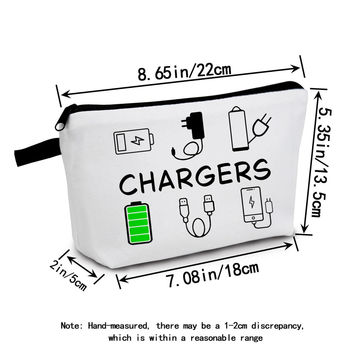 Travel Makeup Bag with Charger Print Compact Organizer for Cosmetics and Essentials