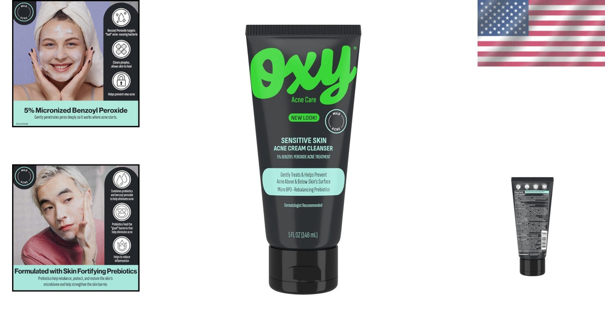 Benzoyl Peroxide Cream Cleanser for All Skin Types - 5 Ounce Unscented