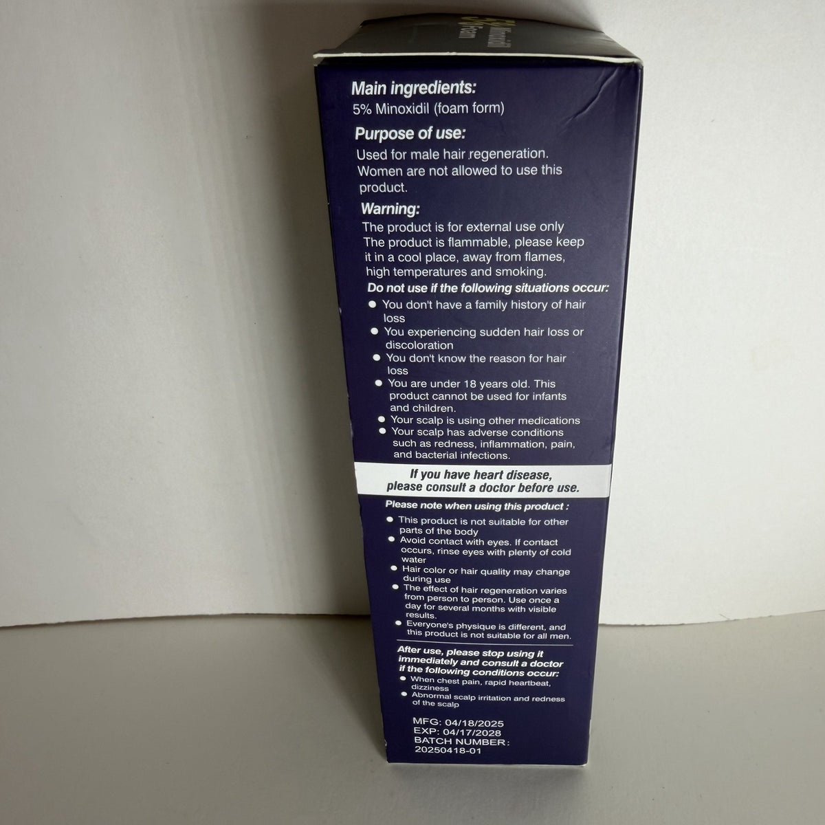 Minoxidil 5% Foam Mens Hair Growth Thinning Receding Regeneration New