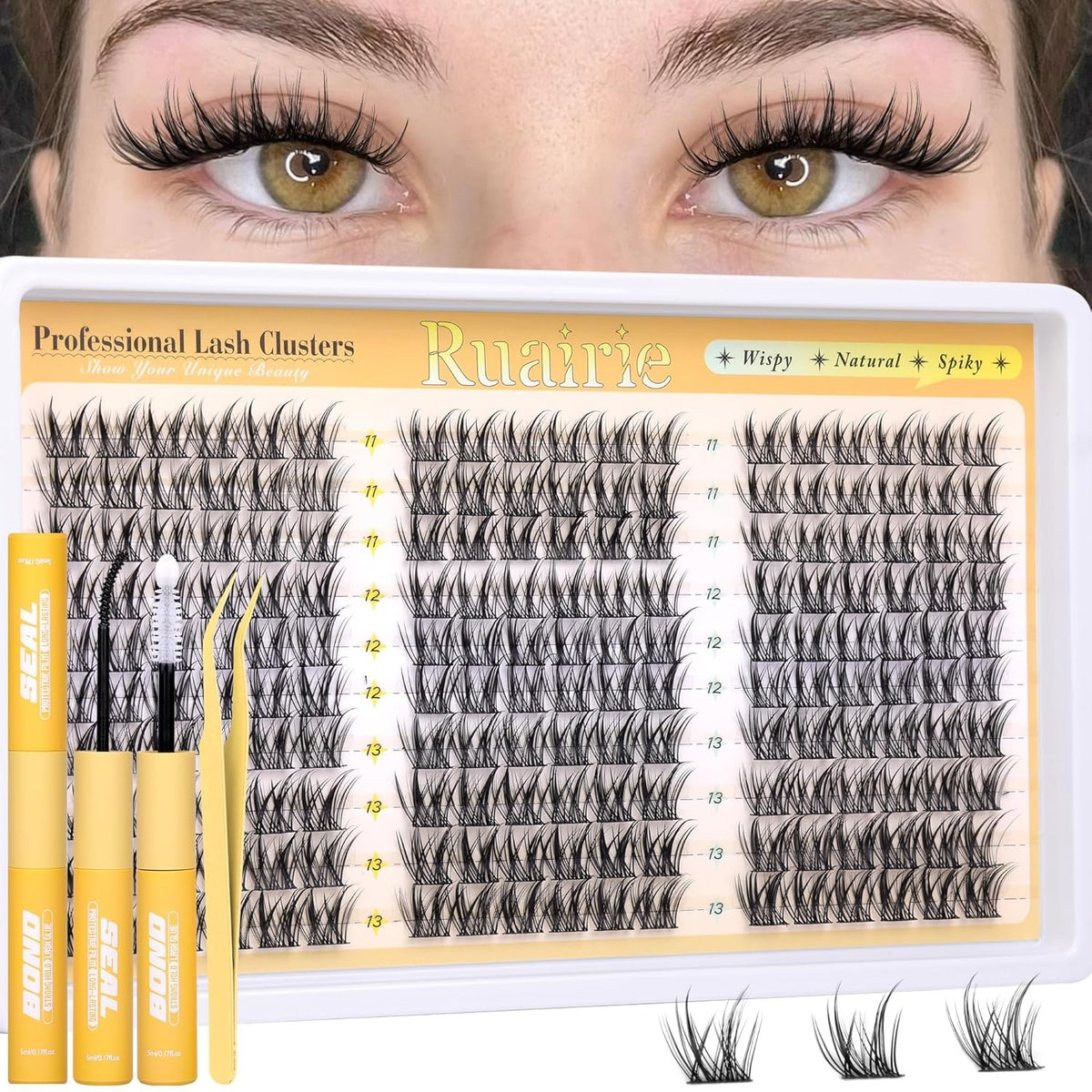 Natural Eyelash Clusters Kit - Wispy Black 180pcs DIY False Lashes