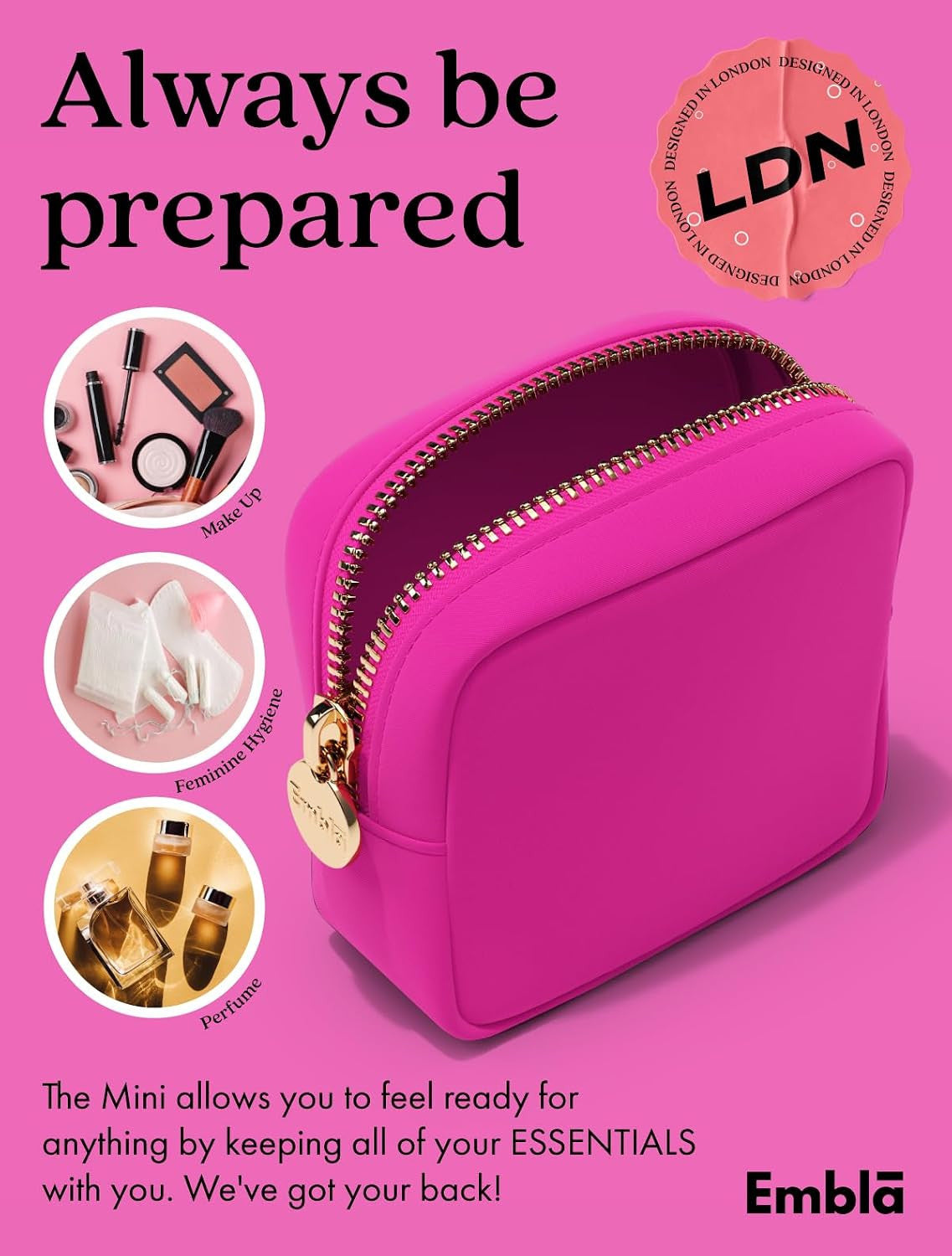 Travel Makeup Bag Waterproof Nylon Cosmetic Pouch with Zipper - Small Organizer for Women & Girls