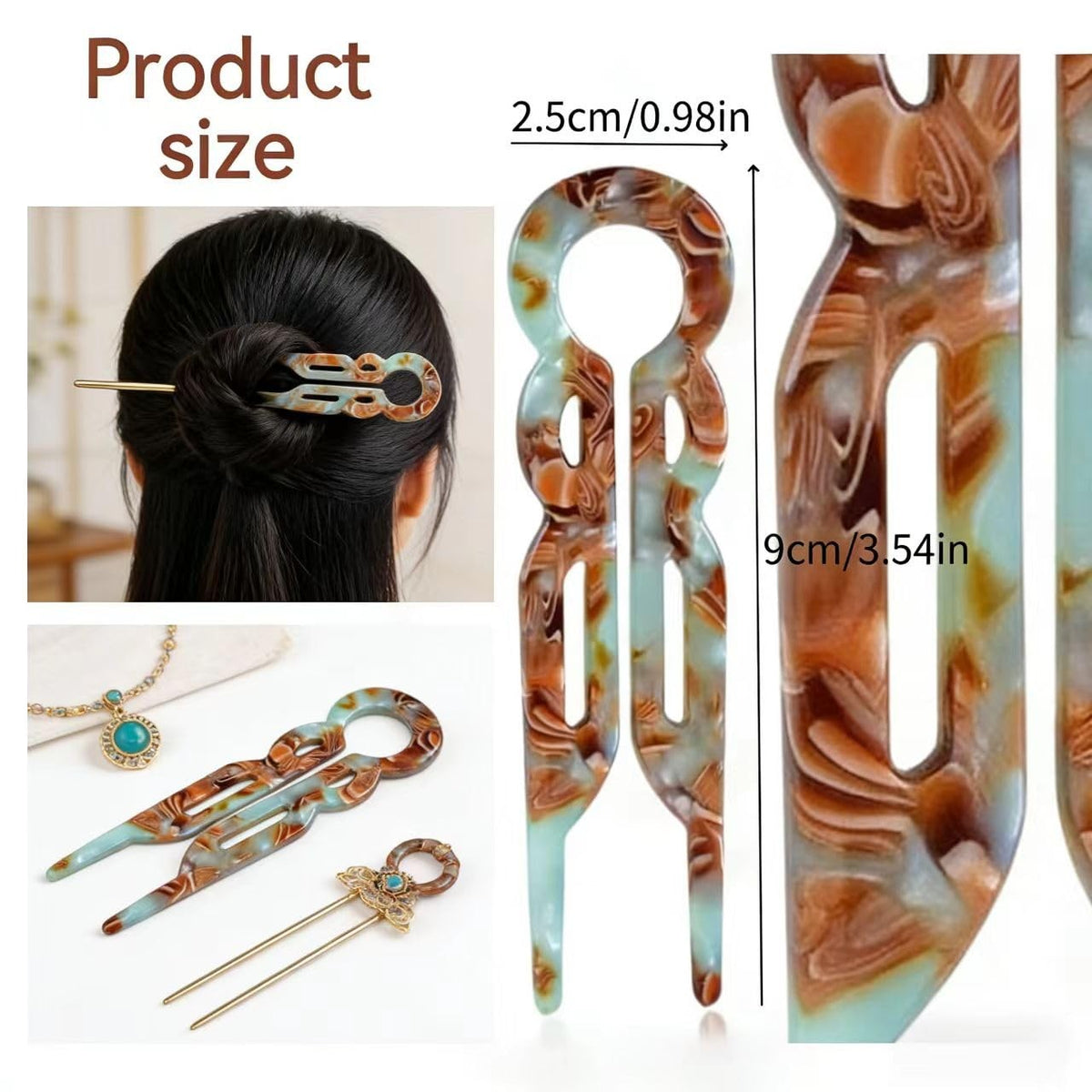 4PCS French U-Shaped Hair Clips – 4.6“ 1 Count (Pack of 4), Assorted