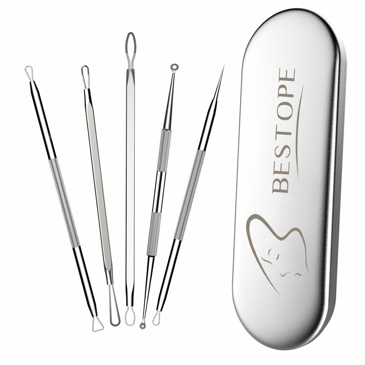 Blackhead & Acne Remover Pimple Comedone Extractor Tool Set - Stainless Steel