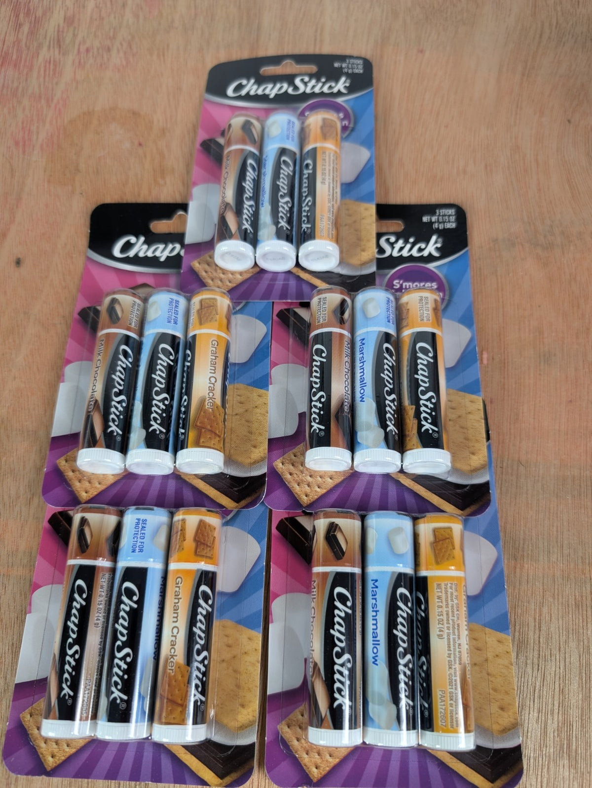 Multi-Flavored Lip Balm Set - 5 Packs S'mores Collection, 0.15 Oz Each