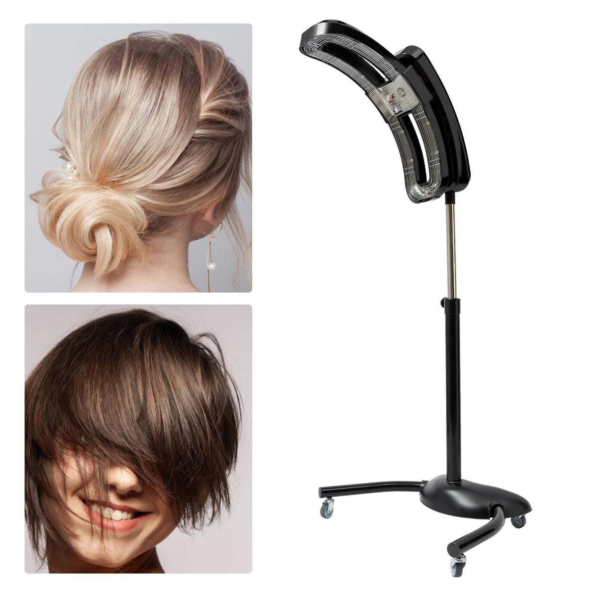 Rotating Hair Color Processor Heater Stand with Adjustable Dryer for Salon Spa