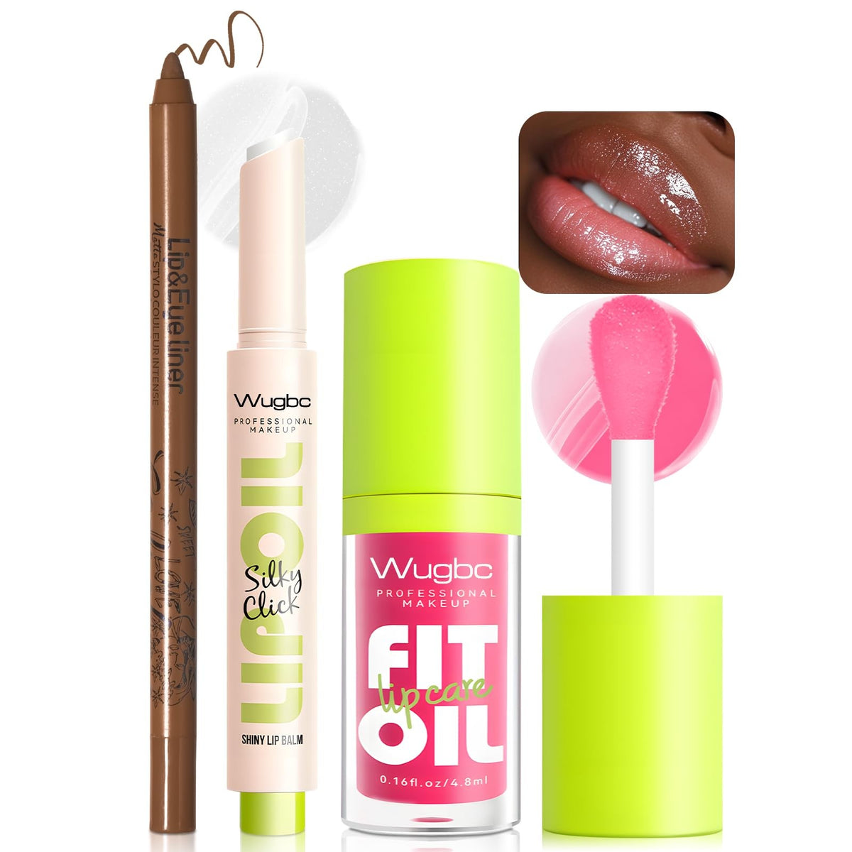 Lip Makeup Set with Lip Liner & Hydrating Lip Gloss Oil - 3 Pieces