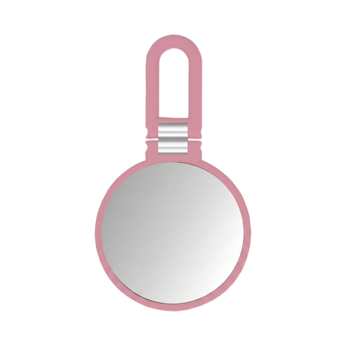 Round Handheld Mirror with 5X Magnification - Blush Pink & Silver Compact Beauty Mirror
