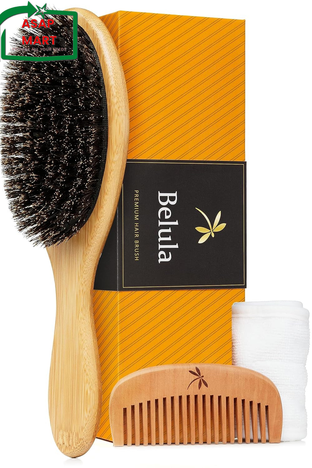 Boar Bristle Hair Brush Set for Fine Hair - Natural Shine & Frizz Control