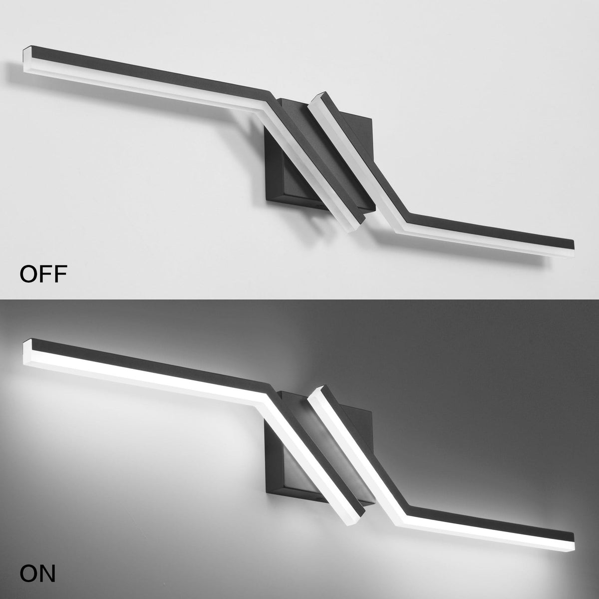 30-Inch Black Modern Dimmable Bathroom Vanity Light Over Mirror