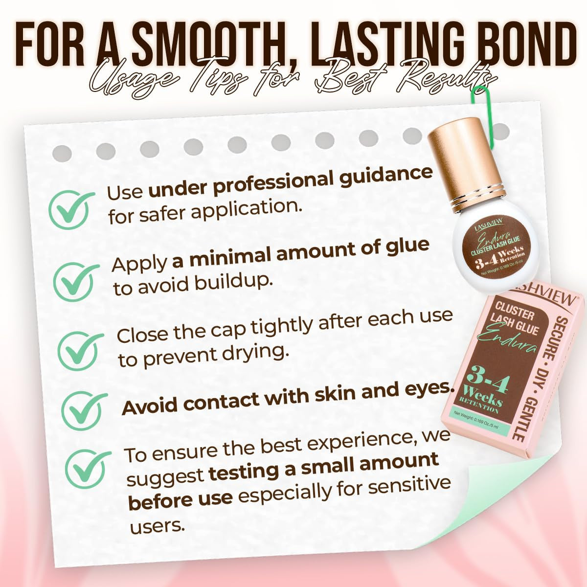 Waterproof Lash Cluster Glue - Strong Hold, Long-Lasting 4 Weeks, Fast Drying