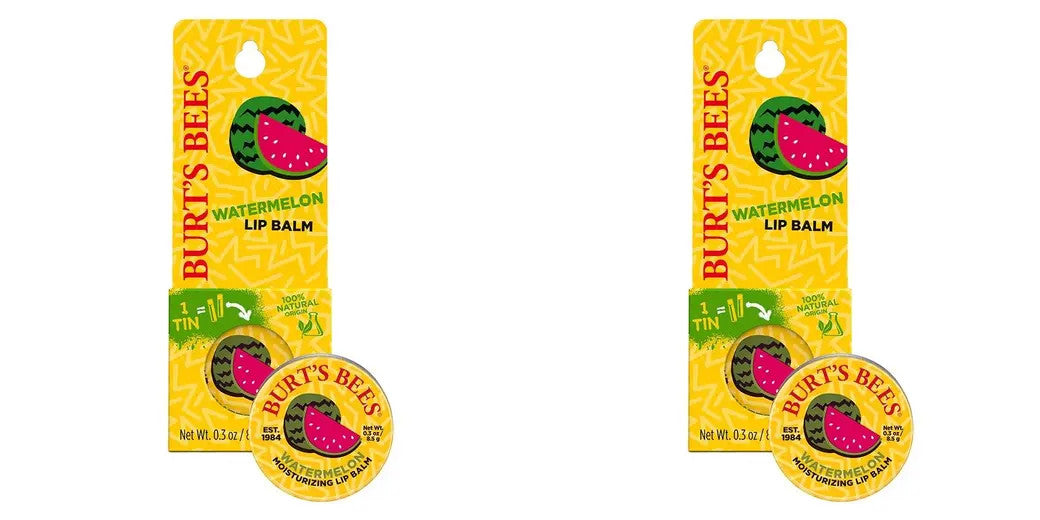 Watermelon Lip Balm Set - Moisturizing Tin Pack of 2, 0.3oz Each
