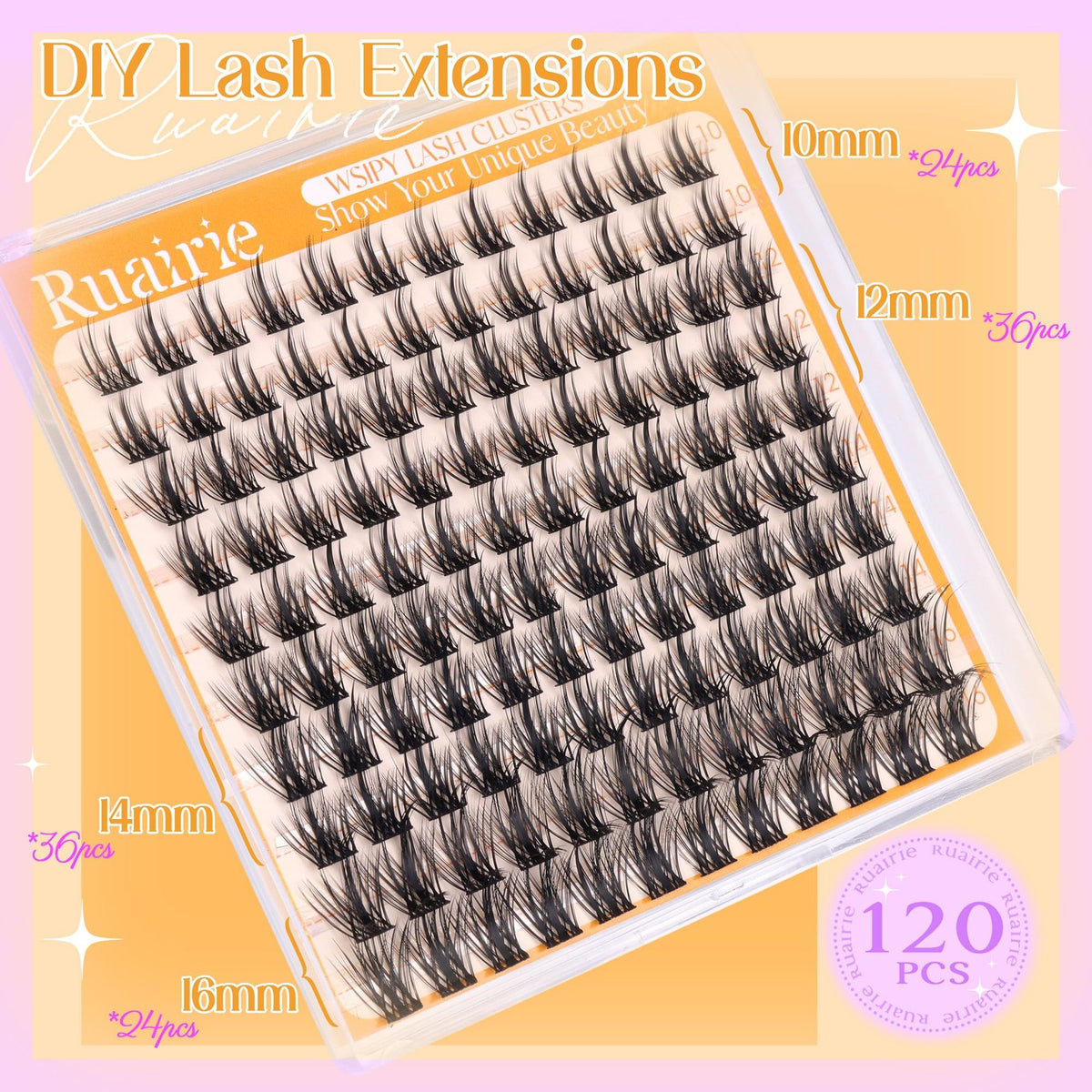 Wispy Volume Lash Clusters - 120 Count Black False Eyelashes for Natural & Glam Looks